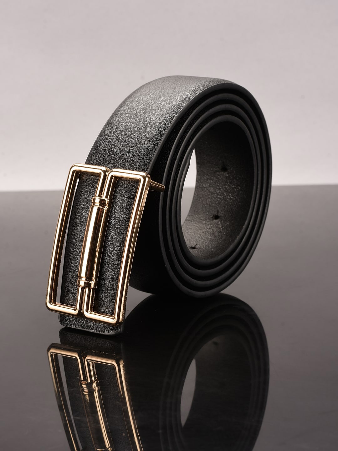 

BuckleUp Men Black Solid Belt