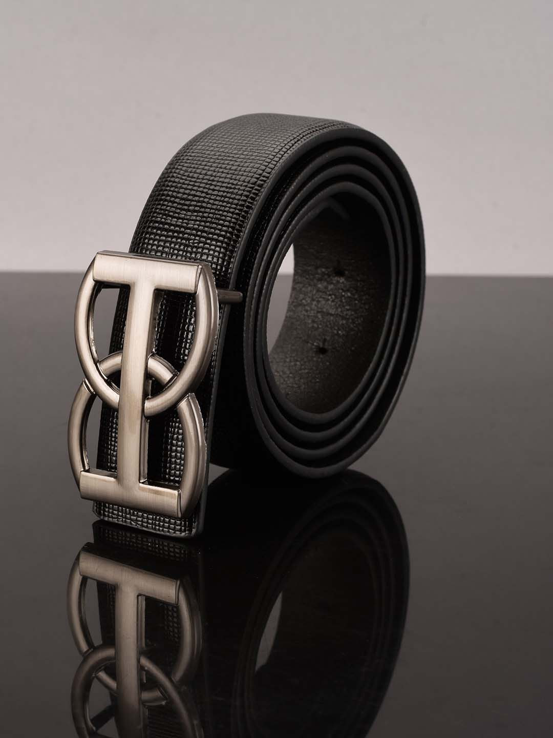 

BuckleUp Men Black Textured Belt