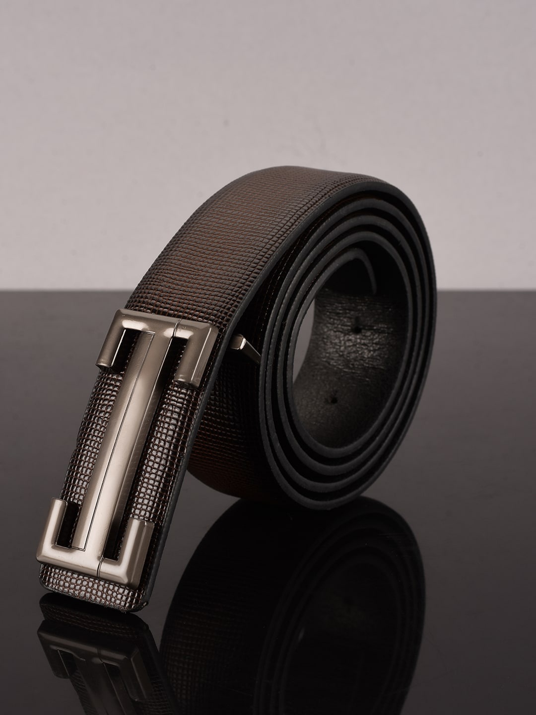 

BuckleUp Men Brown Textured Formal Belt