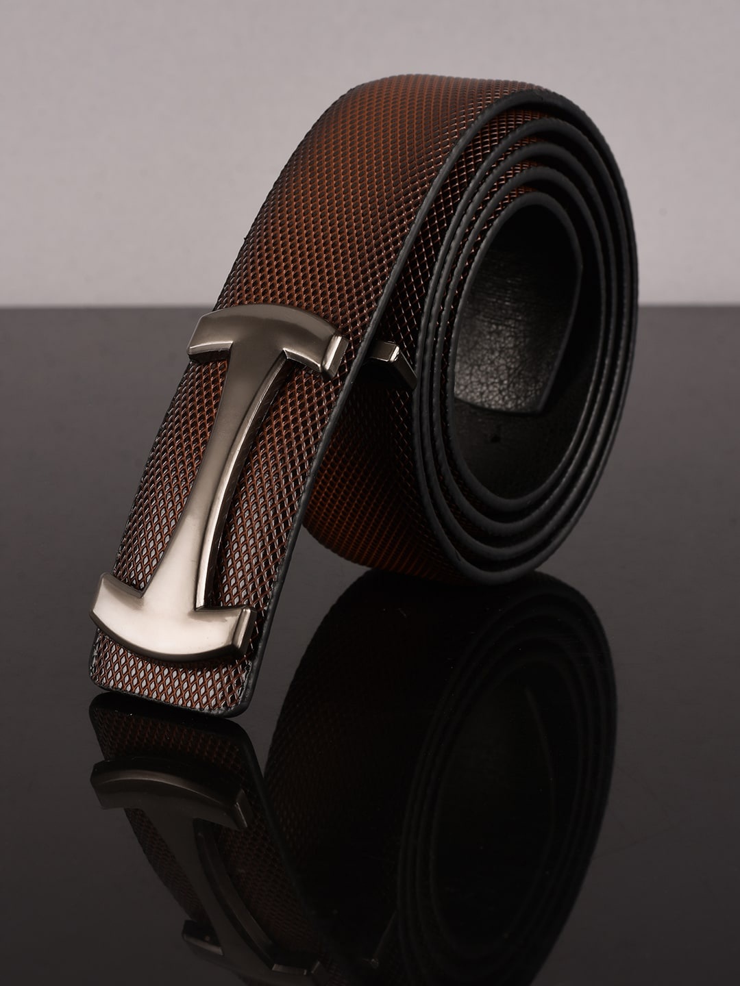 

BuckleUp Men Tan Textured Formal Belt