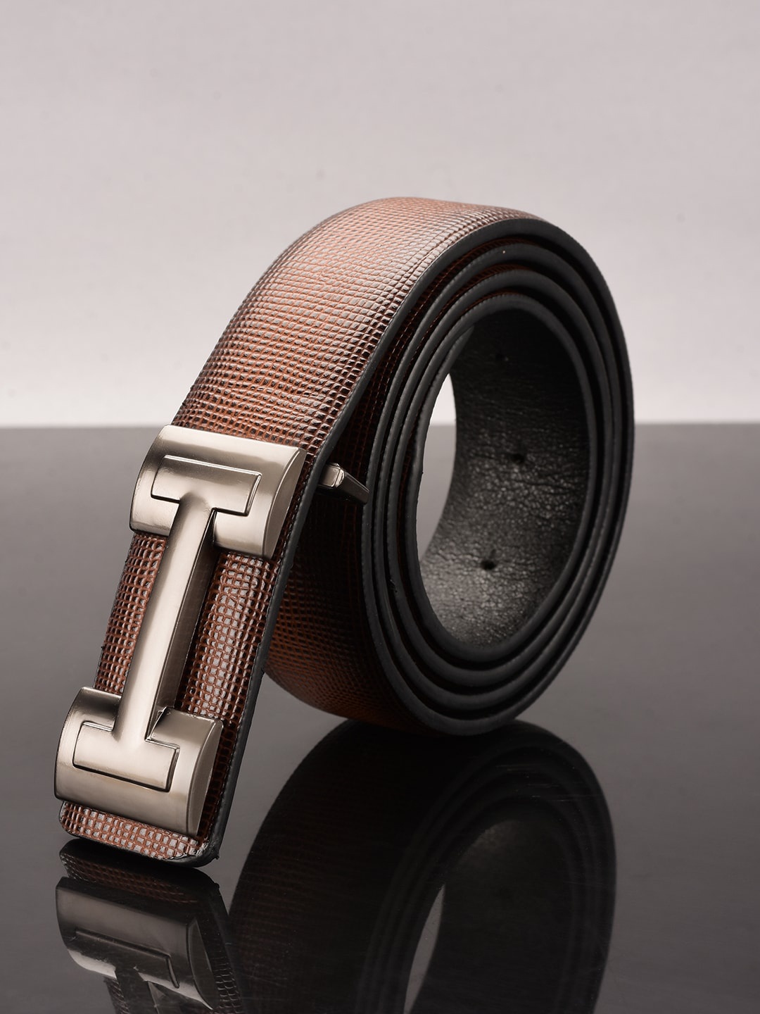 

BuckleUp Men Tan Brown Textured Belt