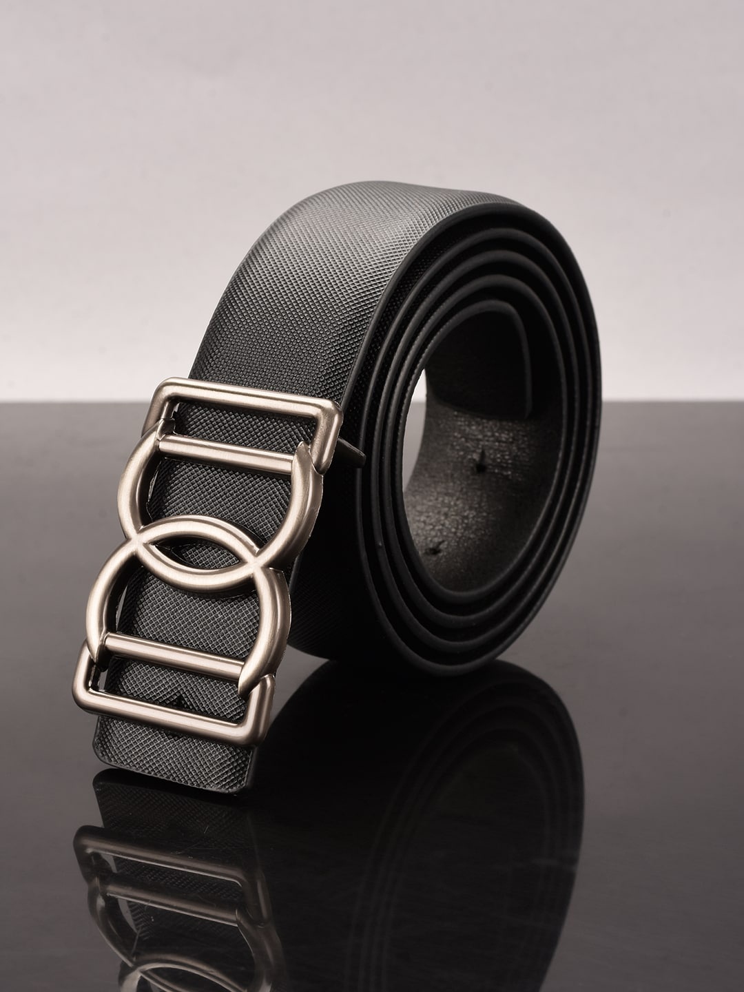

BuckleUp Men Black Textured Belt