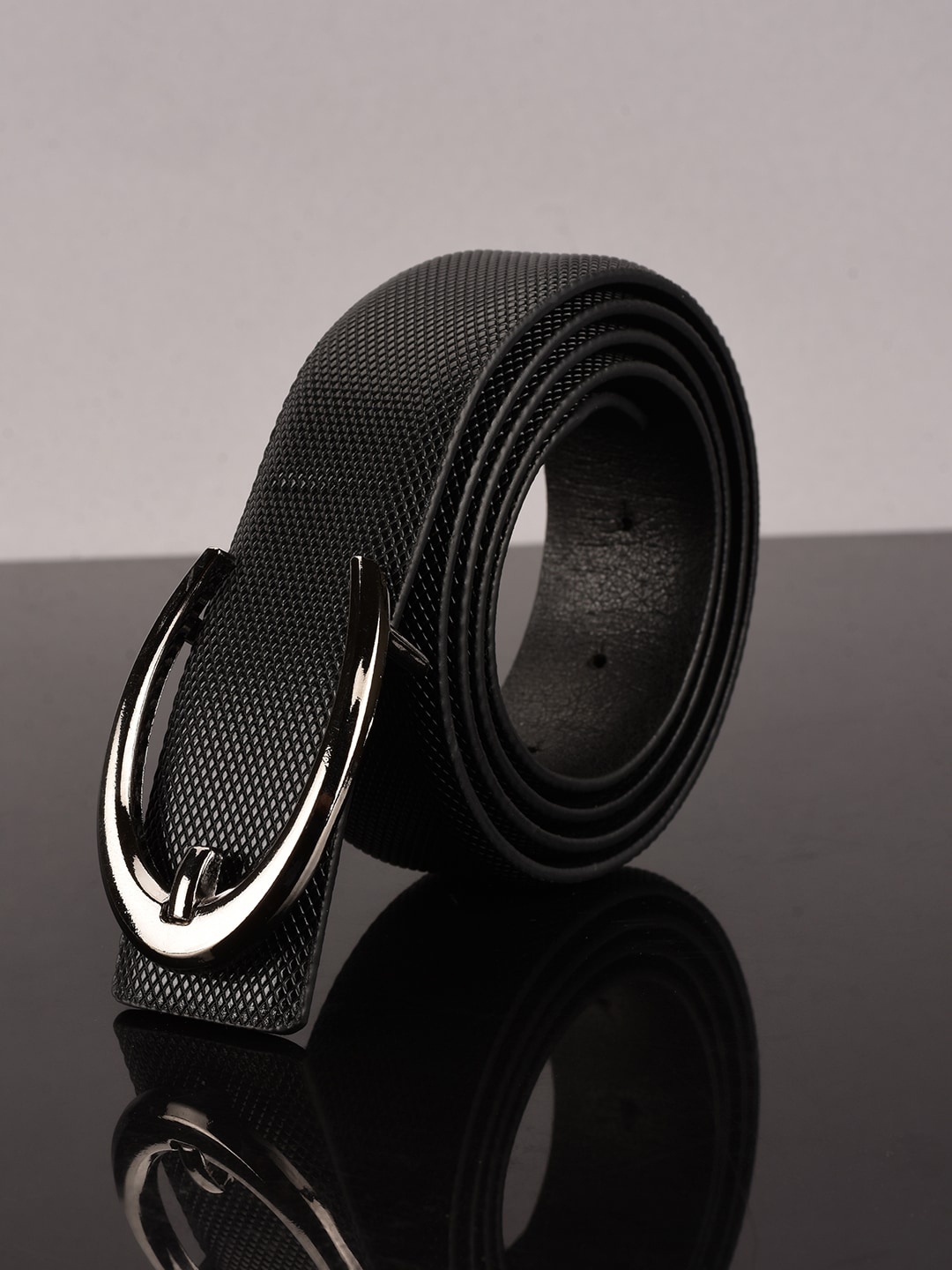 

BuckleUp Men Black Textured Belt