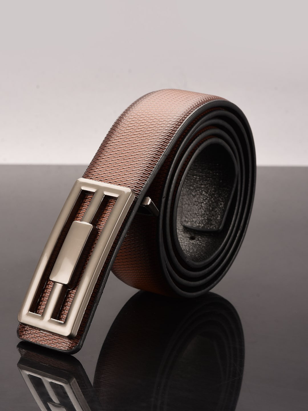 

BuckleUp Men Tan Brown Textured Formal Belt