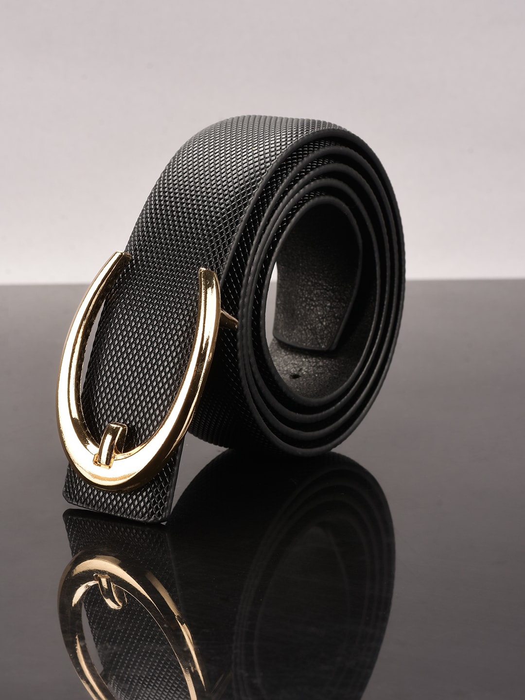 

BuckleUp Men Black Textured Belt
