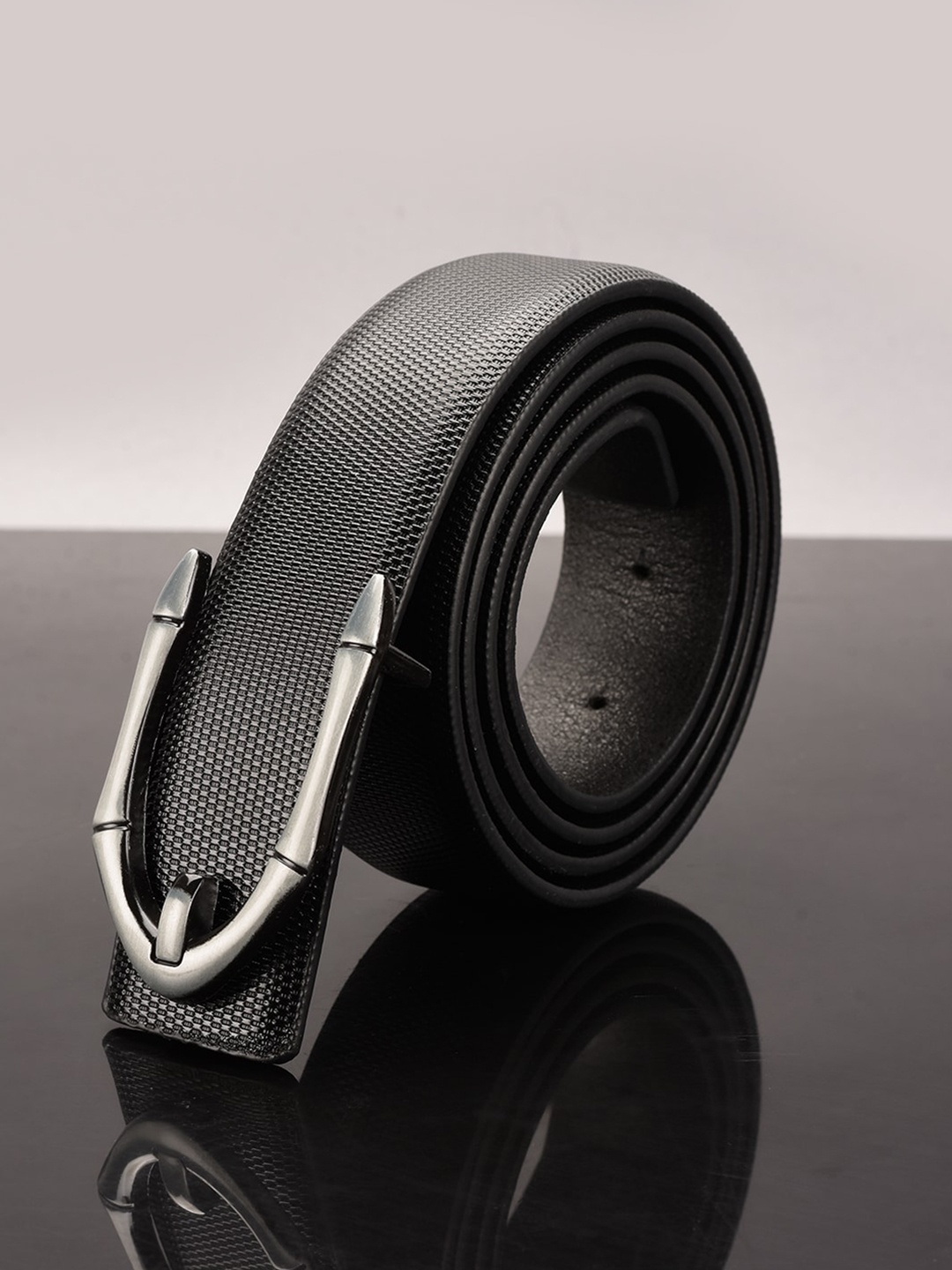 

BuckleUp Men Black Textured Belt