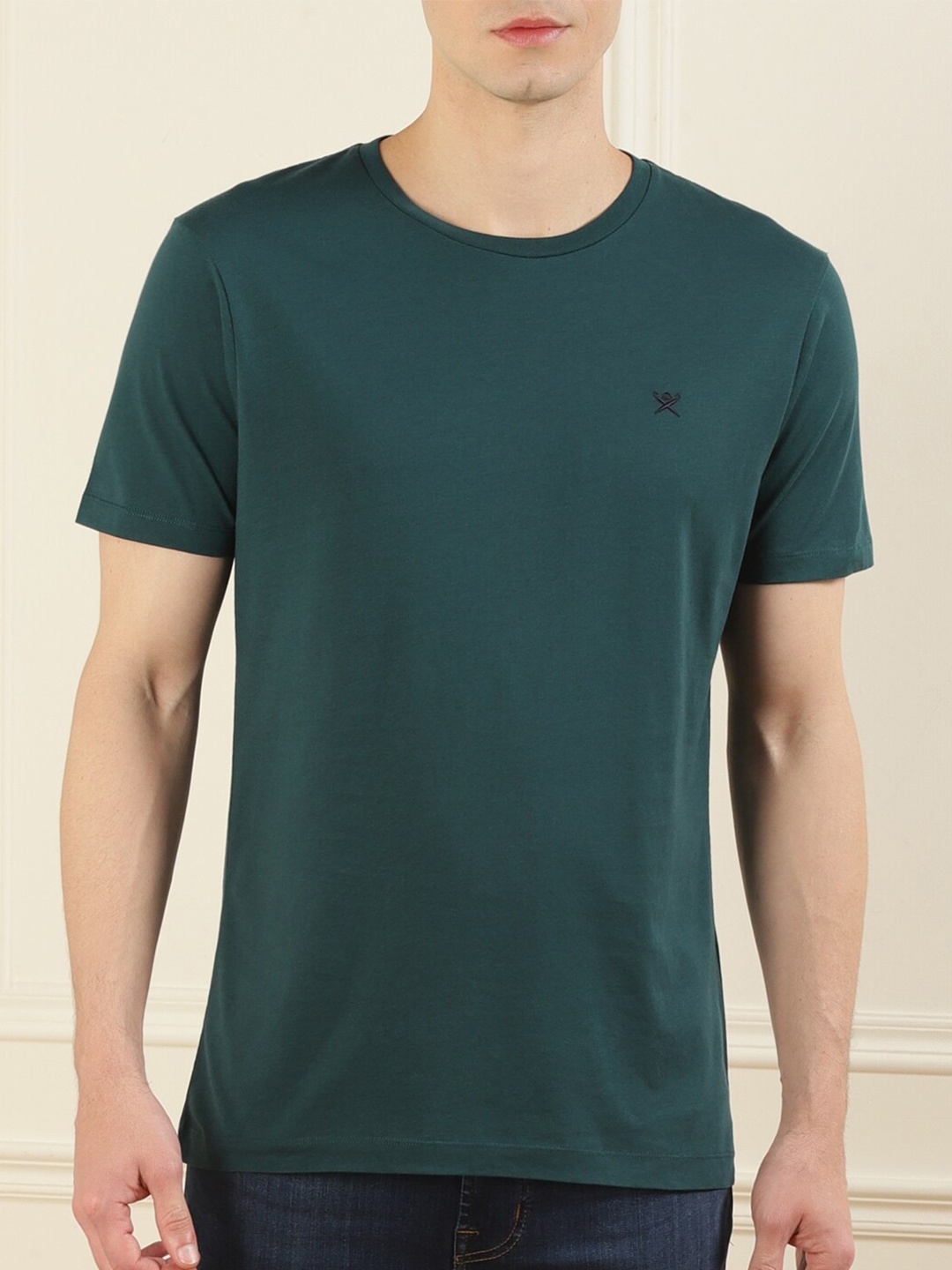 

HACKETT LONDON Men Green Cotton T-shirt