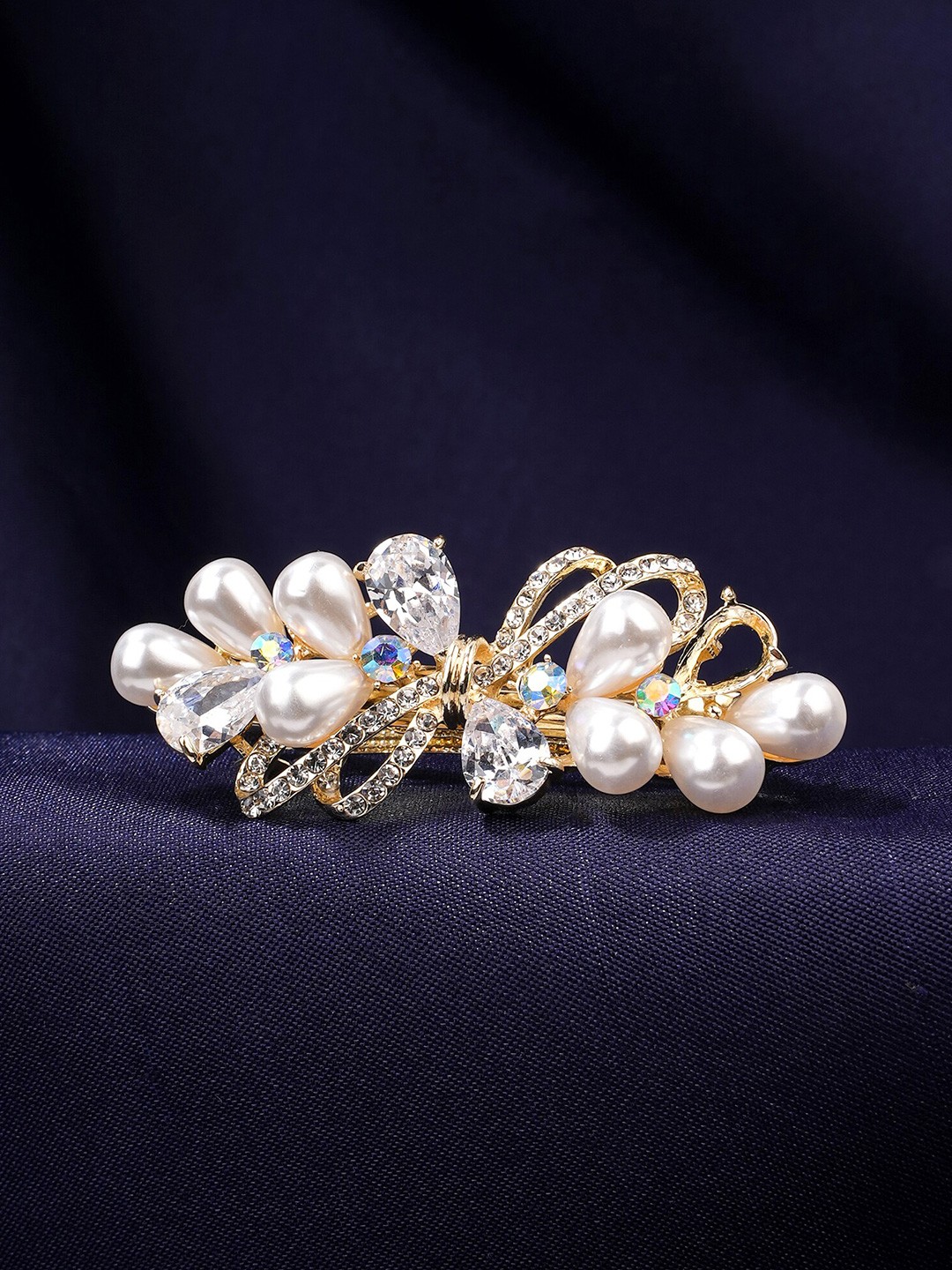

Yellow Chimes White Pearl Hairclips French Barrette