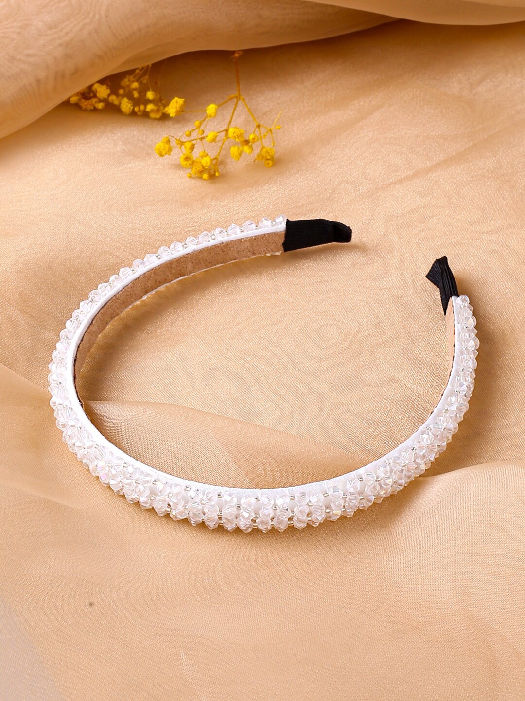 

Yellow Chimes Women White Crystal Studded Hairband