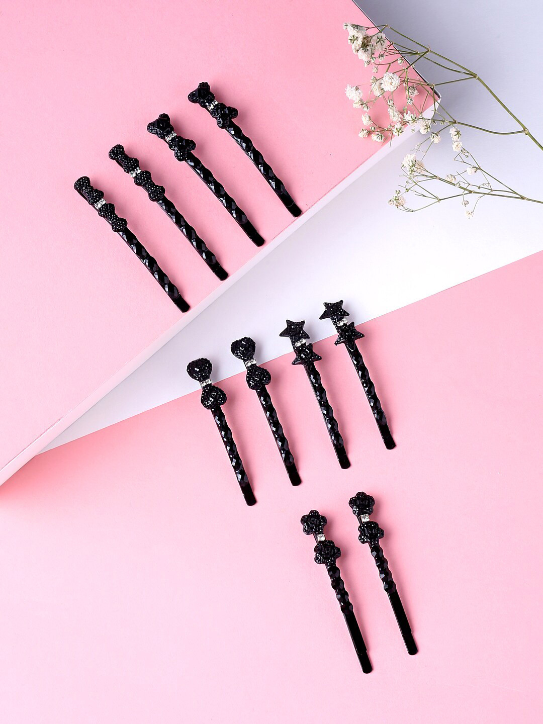 

Yellow Chimes Women Set of 10 Black Bobby Pins
