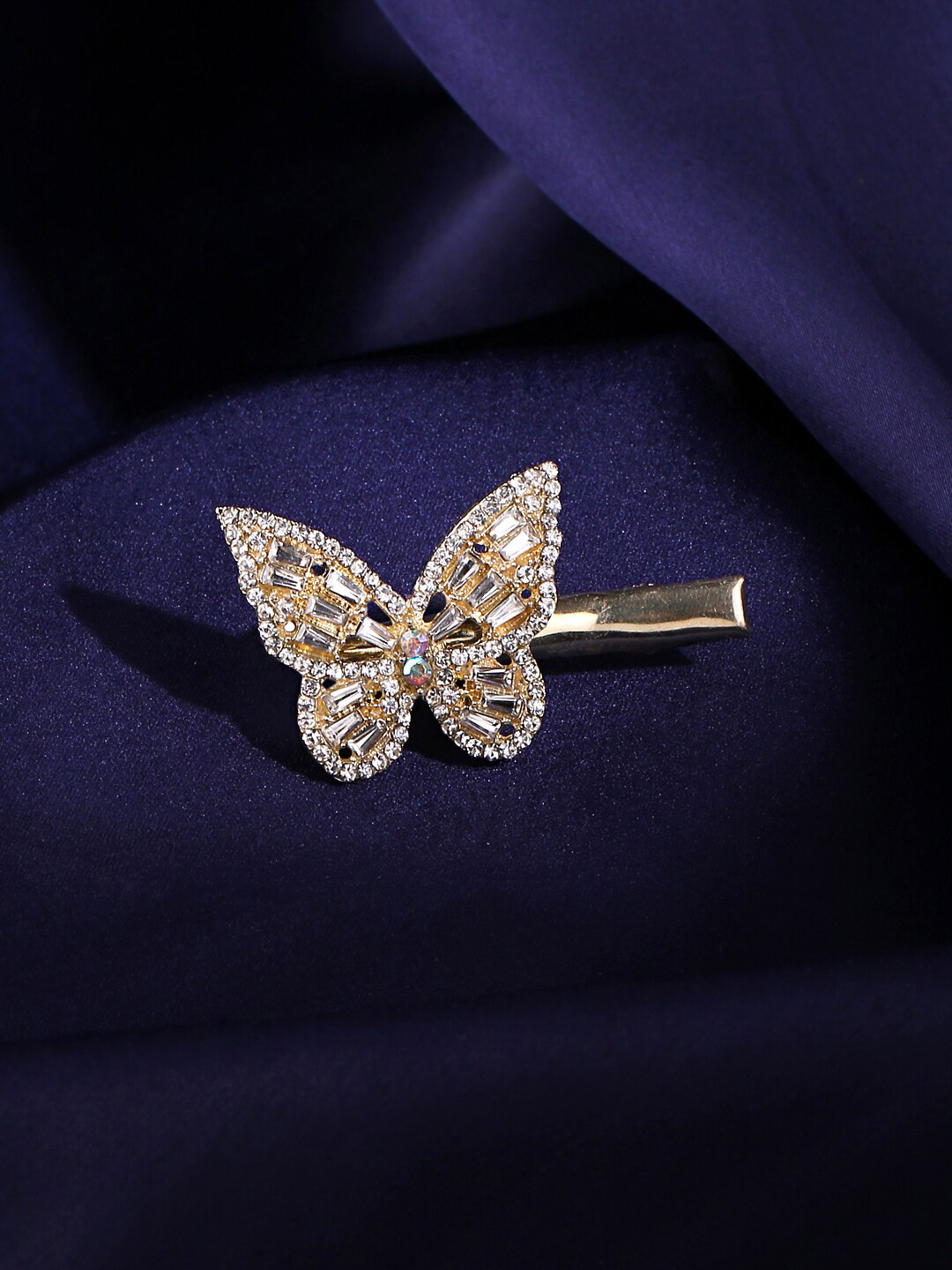 

Yellow Chimes Women Gold-Toned & White Crystal studded Alligator Hair Clip