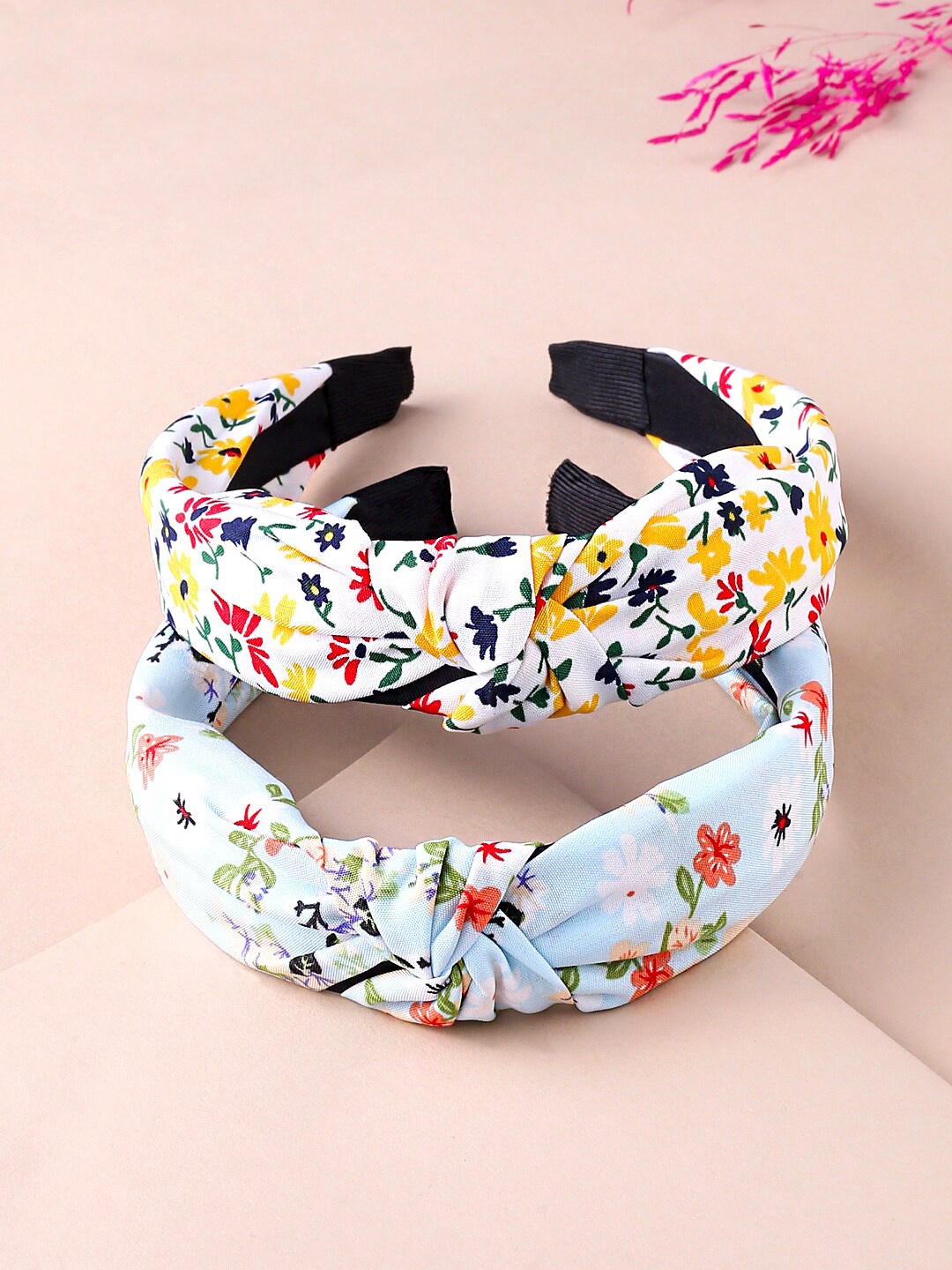 

Yellow Chimes Women Set of 2 Fabric Knot Printed Hairband