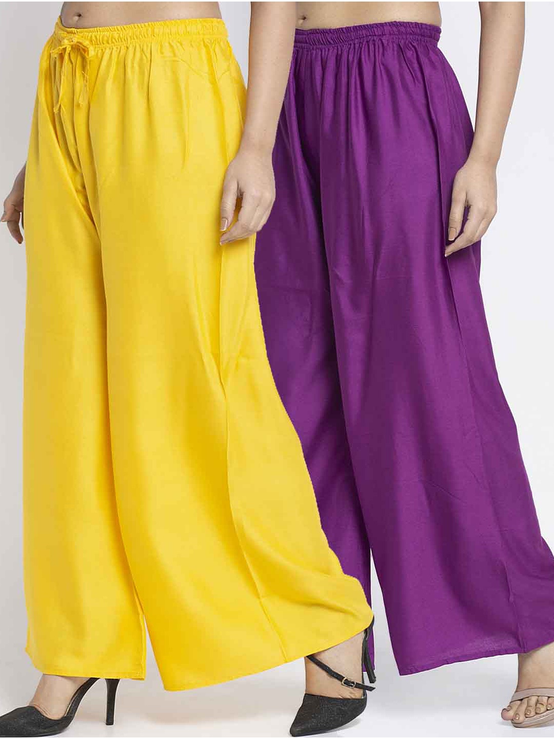 

GRACIT Women Pack Of 2 Yellow & Purple Ethnic Palazzos