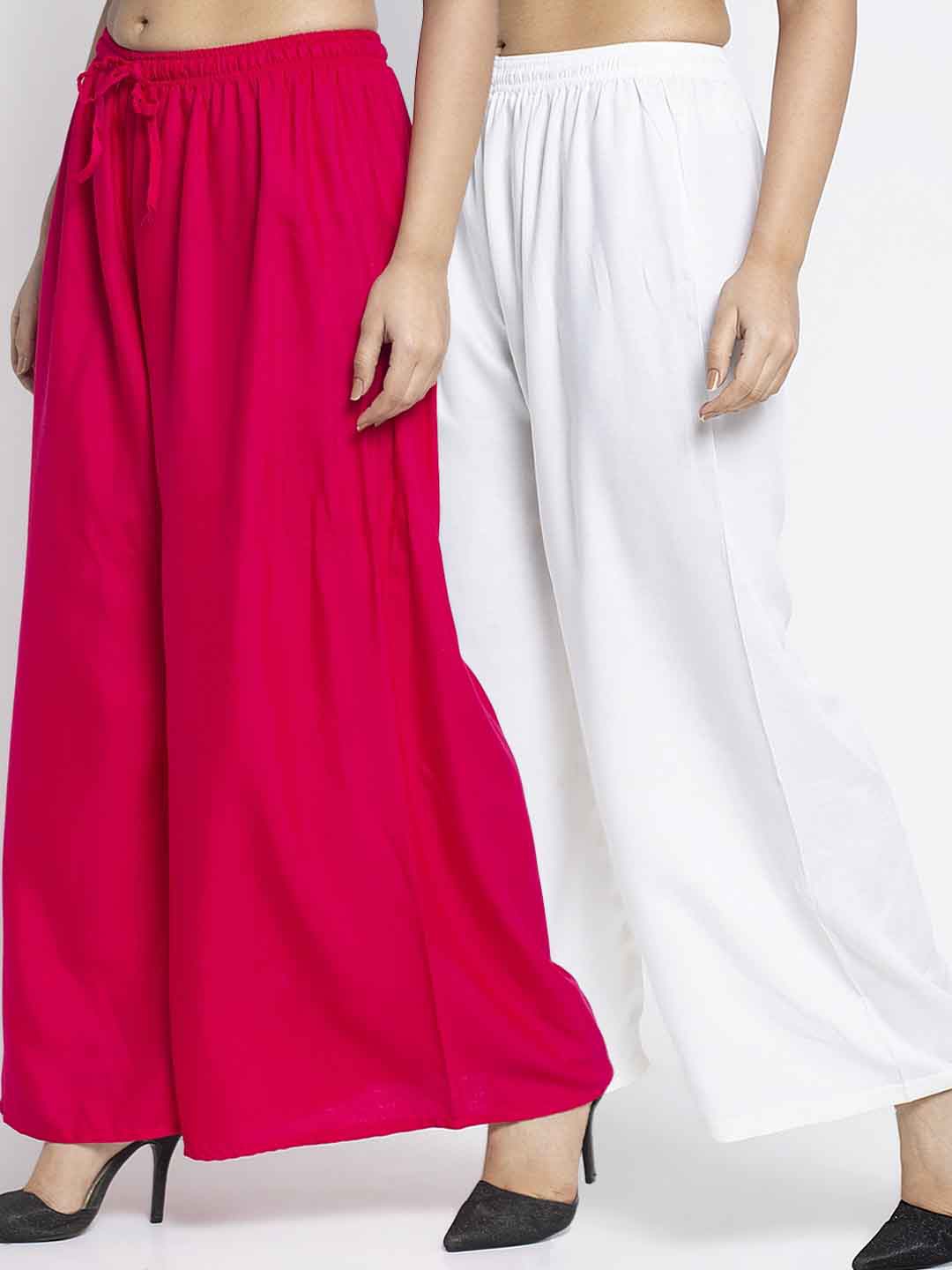 

GRACIT Women Pink & Off White 2 Ethnic Palazzos