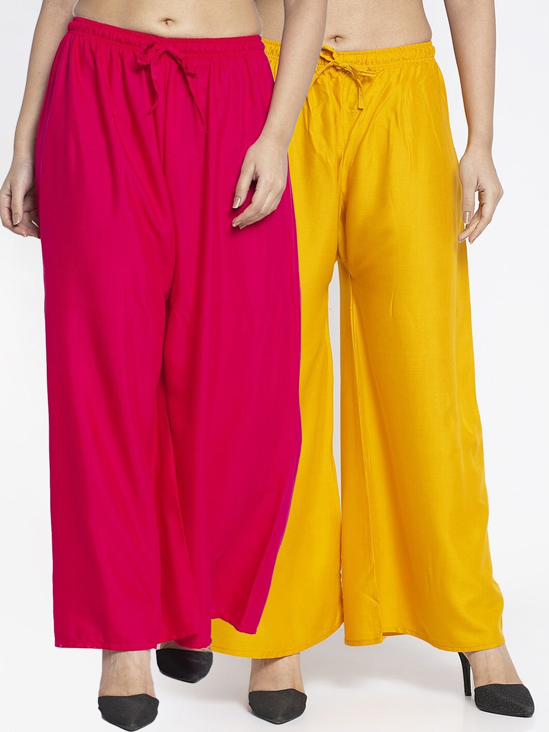 

GRACIT Women Pink & Mustard Yellow Pack Of 2 Ethnic Palazzos