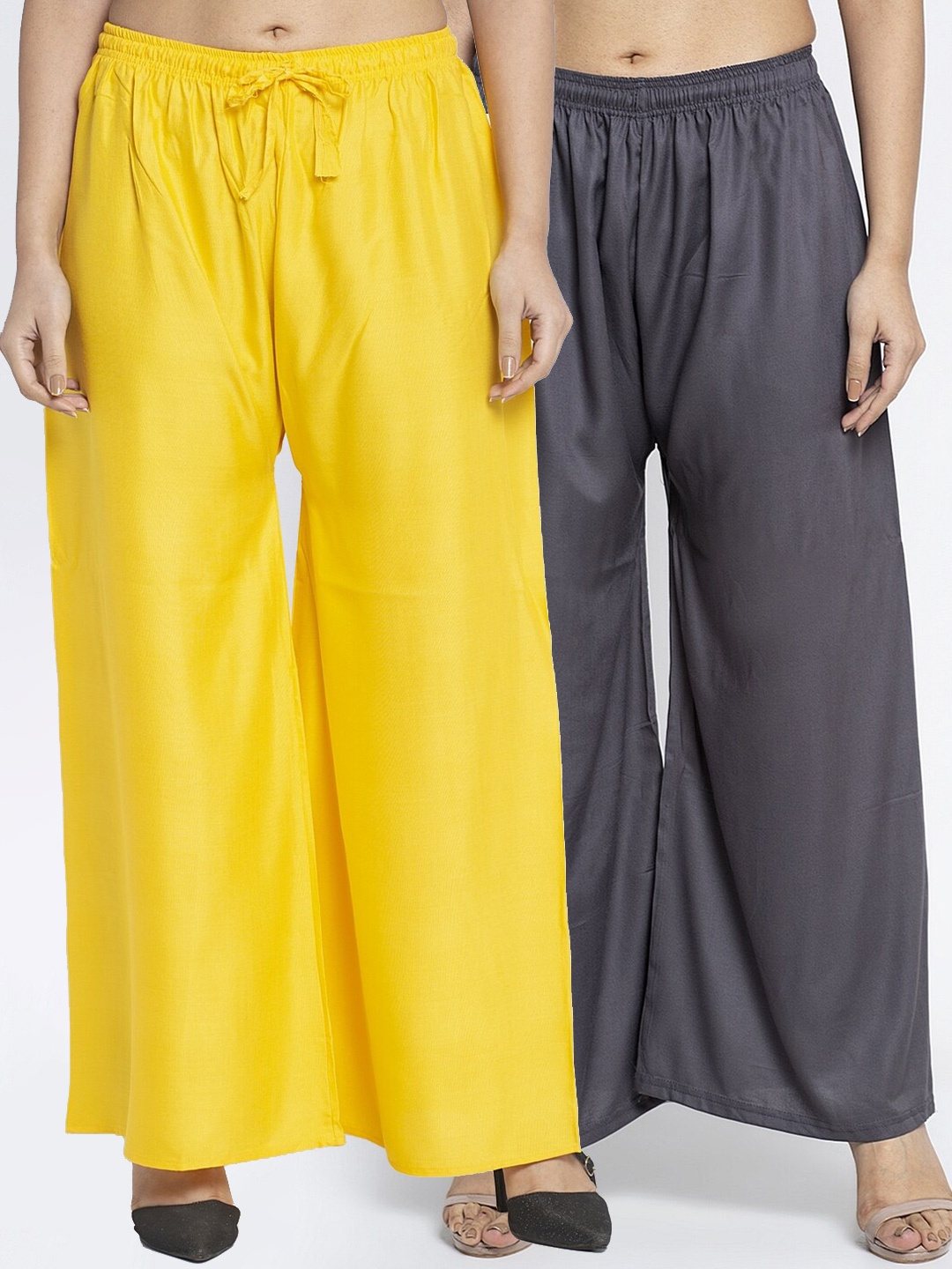 

GRACIT Women Pack Of 2 Yellow & Grey 2 Ethnic Palazzos