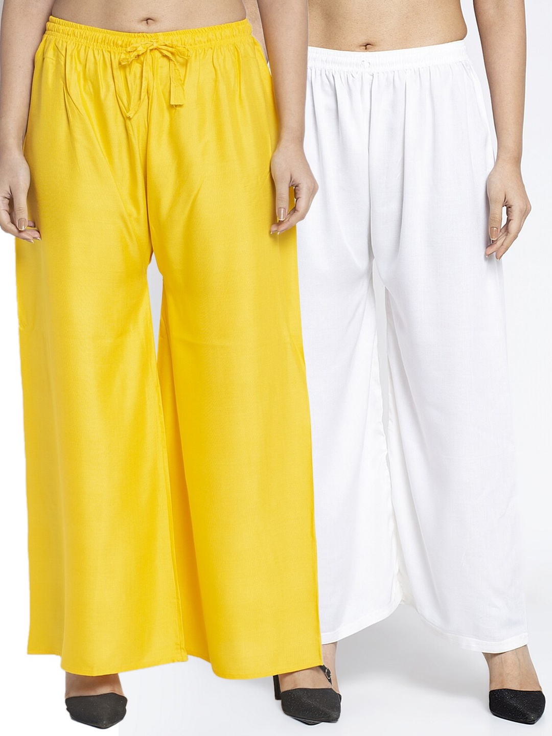 

GRACIT Pack Of 2 Women Yellow & White Ethnic Palazzos