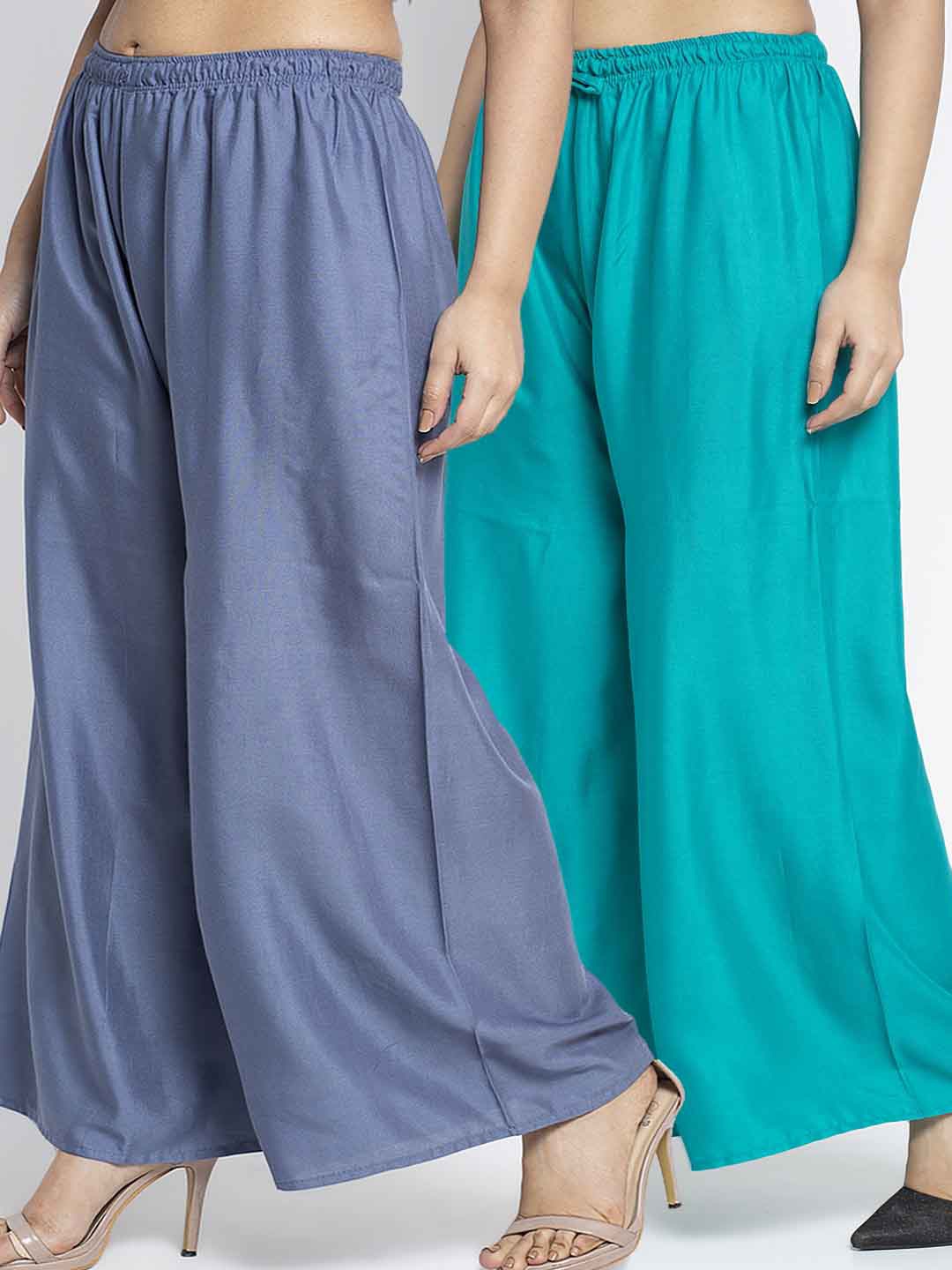 

GRACIT Women Grey & Blue 2 Ethnic Palazzos