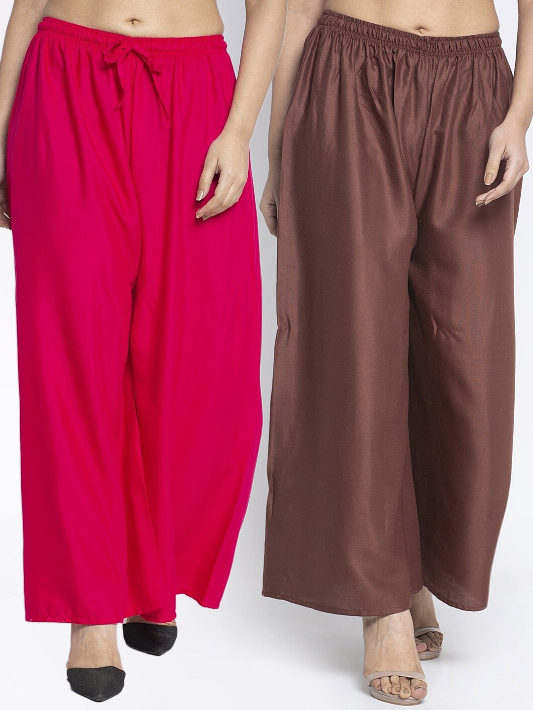 

GRACIT Women Pack Of 2 Fuchsia & Brown Ethnic Palazzos