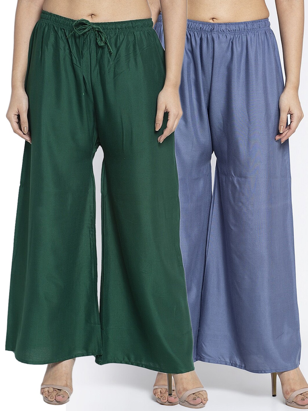 

GRACIT Women Grey & Green Pack Of 2 Ethnic Palazzos