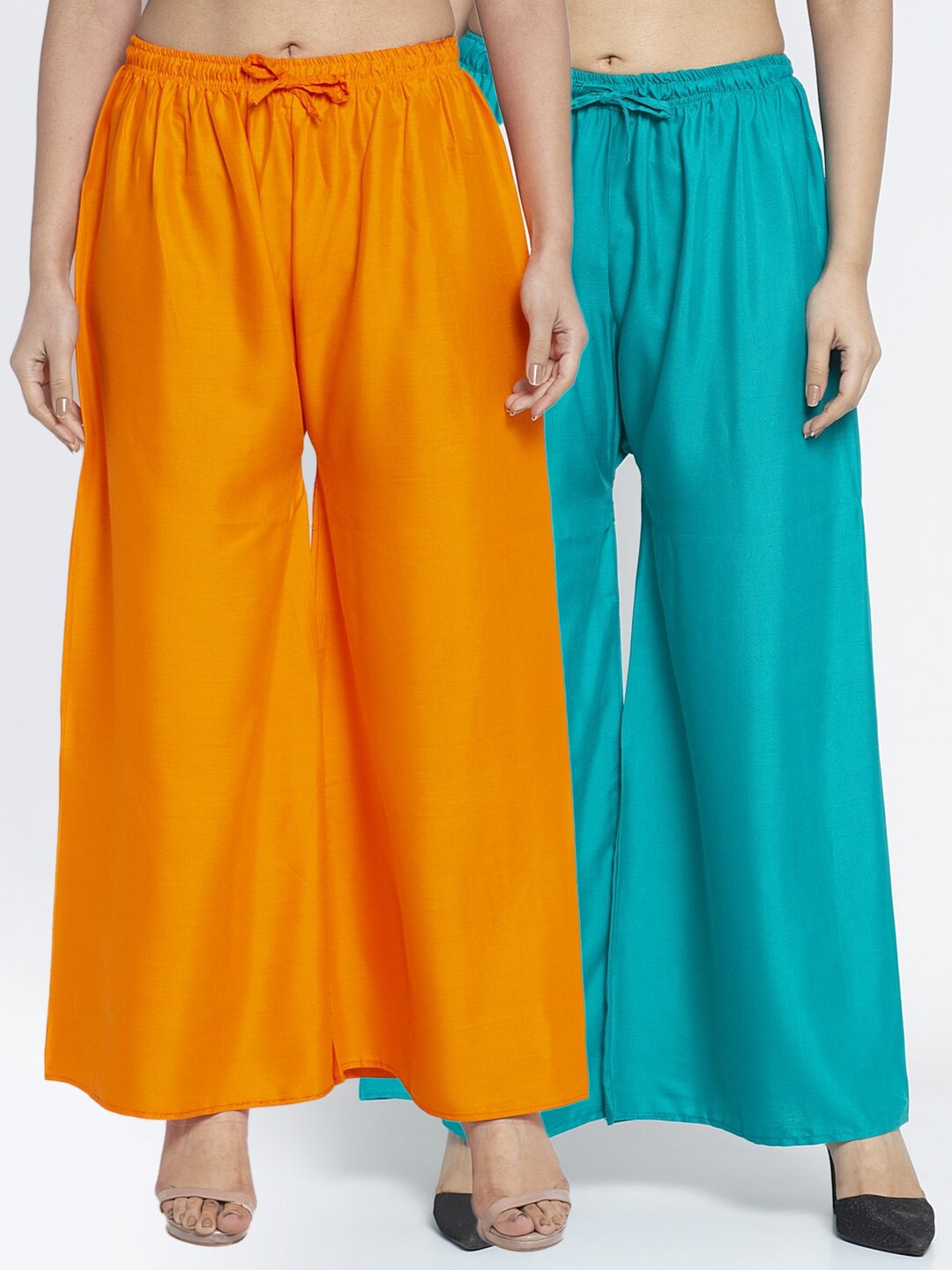 

GRACIT Women Pack of 2 Orange & Blue 2 Palazzos