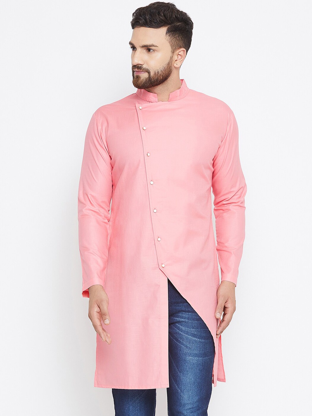 

Hypernation Men Pink Solid Kurta