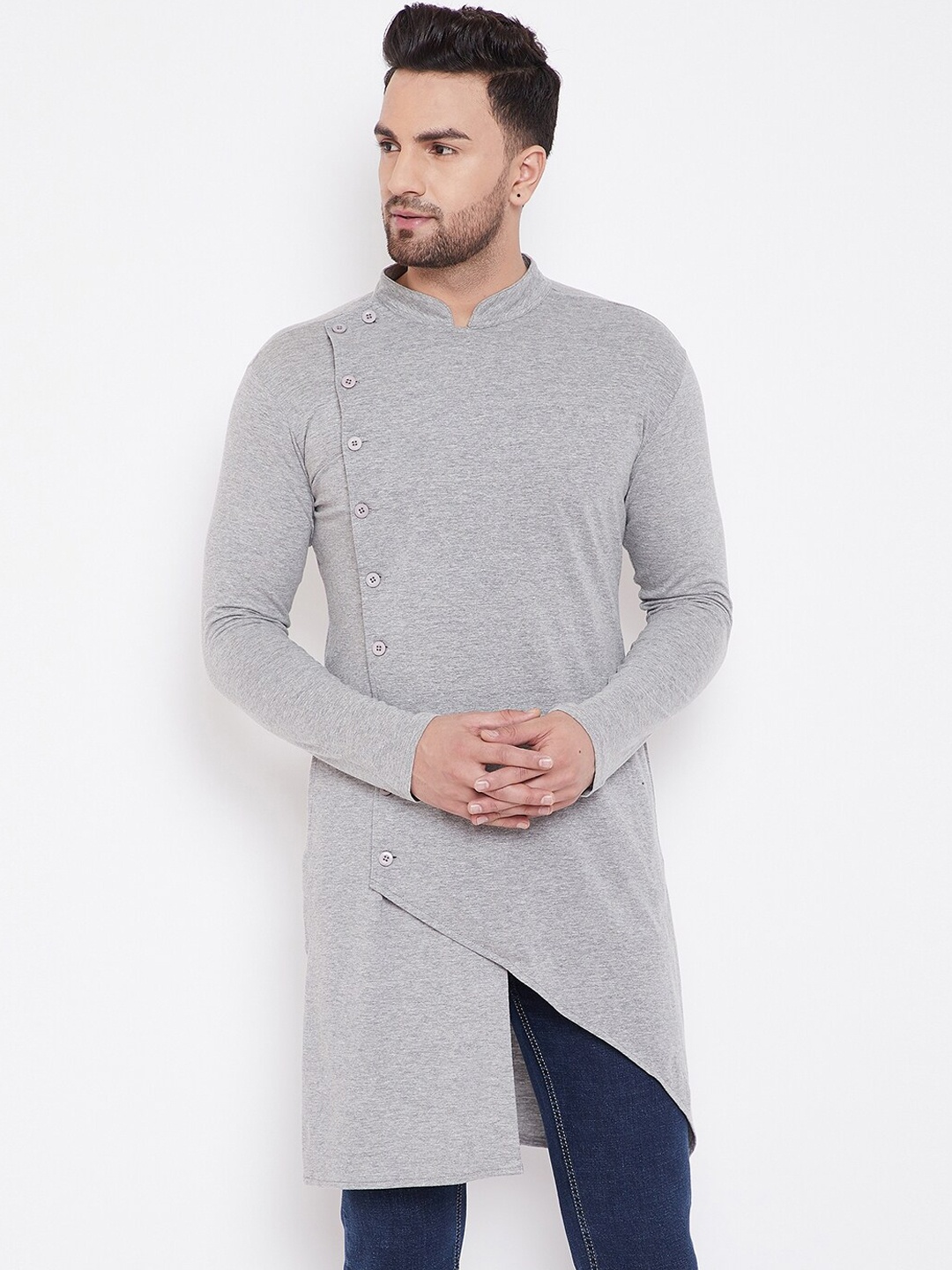 

Hypernation Men Grey Kurta