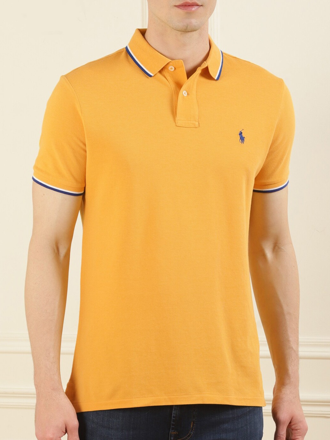 

Polo Ralph Lauren Men Yellow Solid Pure Cotton Tshirts