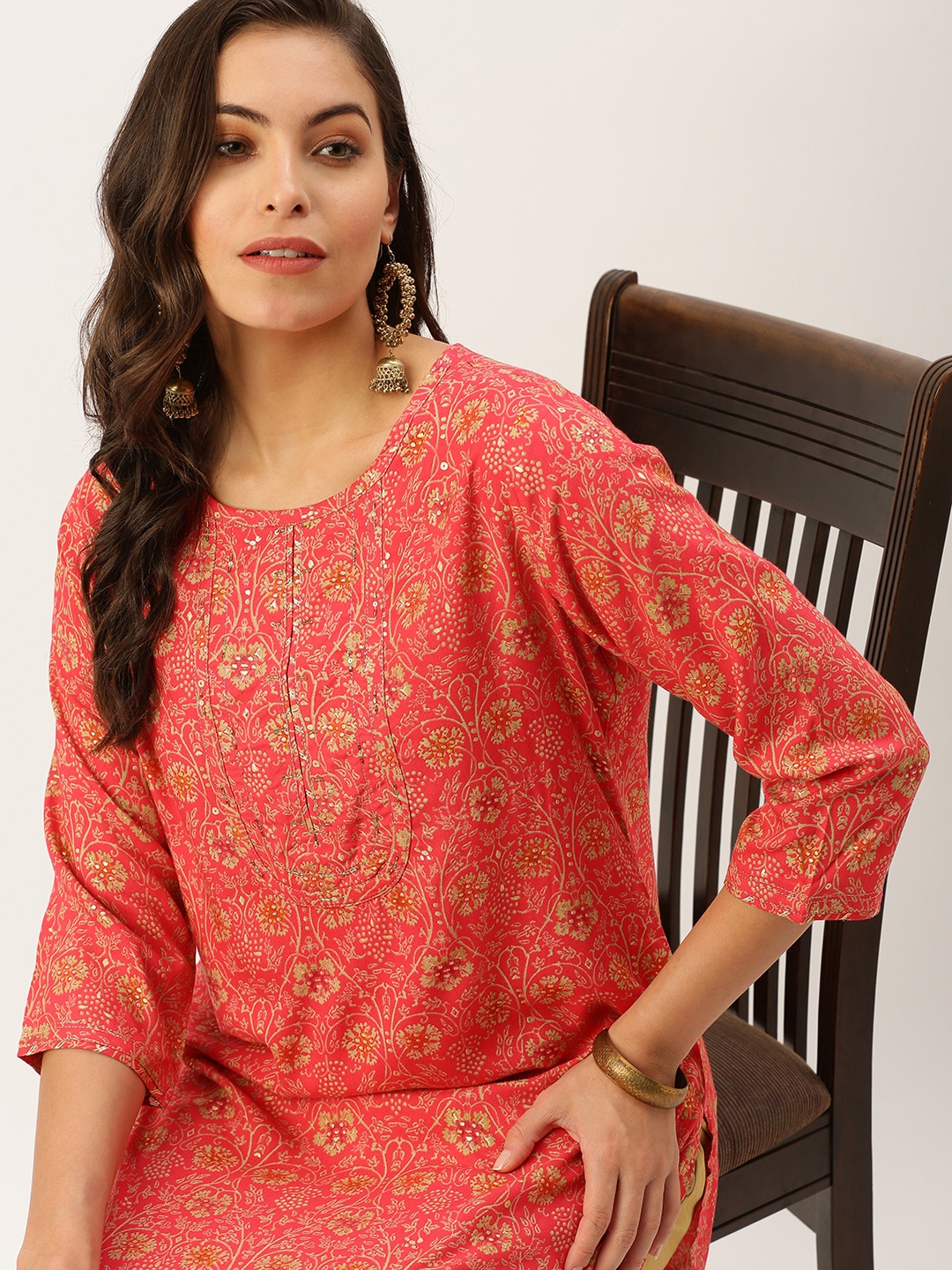 

SHOWOFF Women Pink Floral Printed Floral Kurta