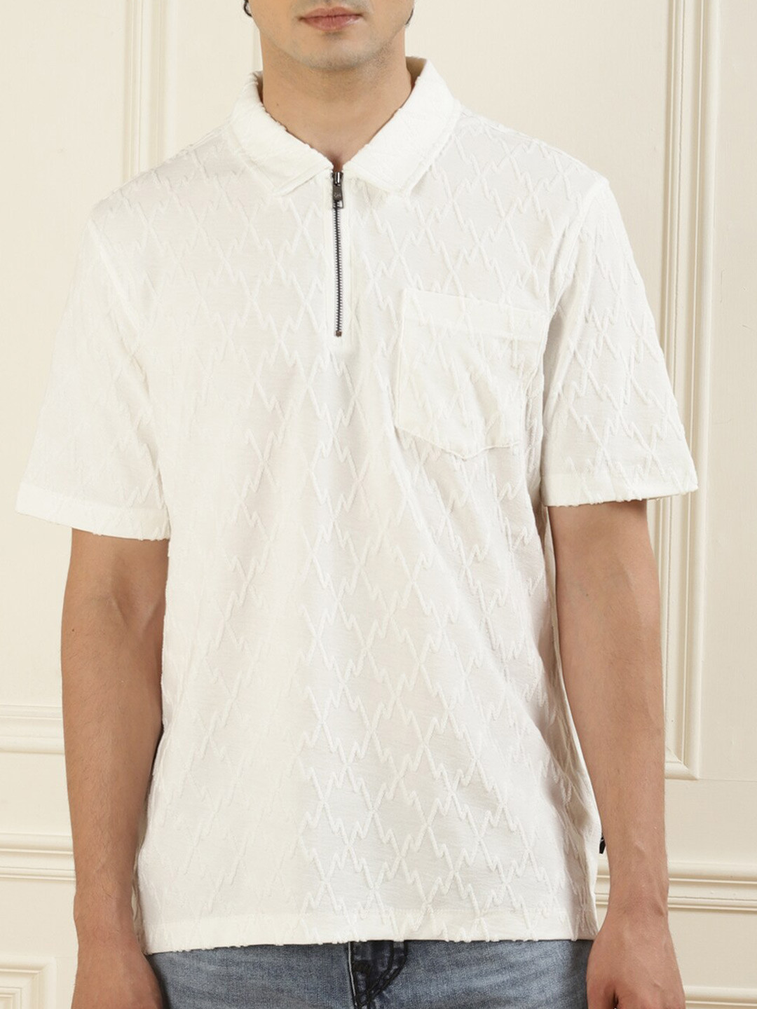 

Ted Baker Men White Polo Collar T-shirt