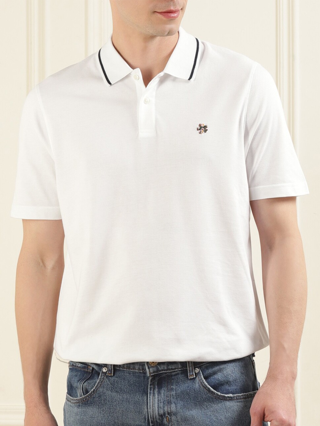 

Ted Baker Men White Polo Collar Cotton T-shirt