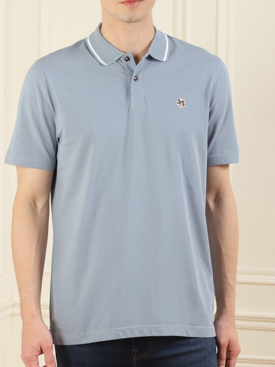 

Ted Baker Men Blue Cotton Polo Collar T-shirt