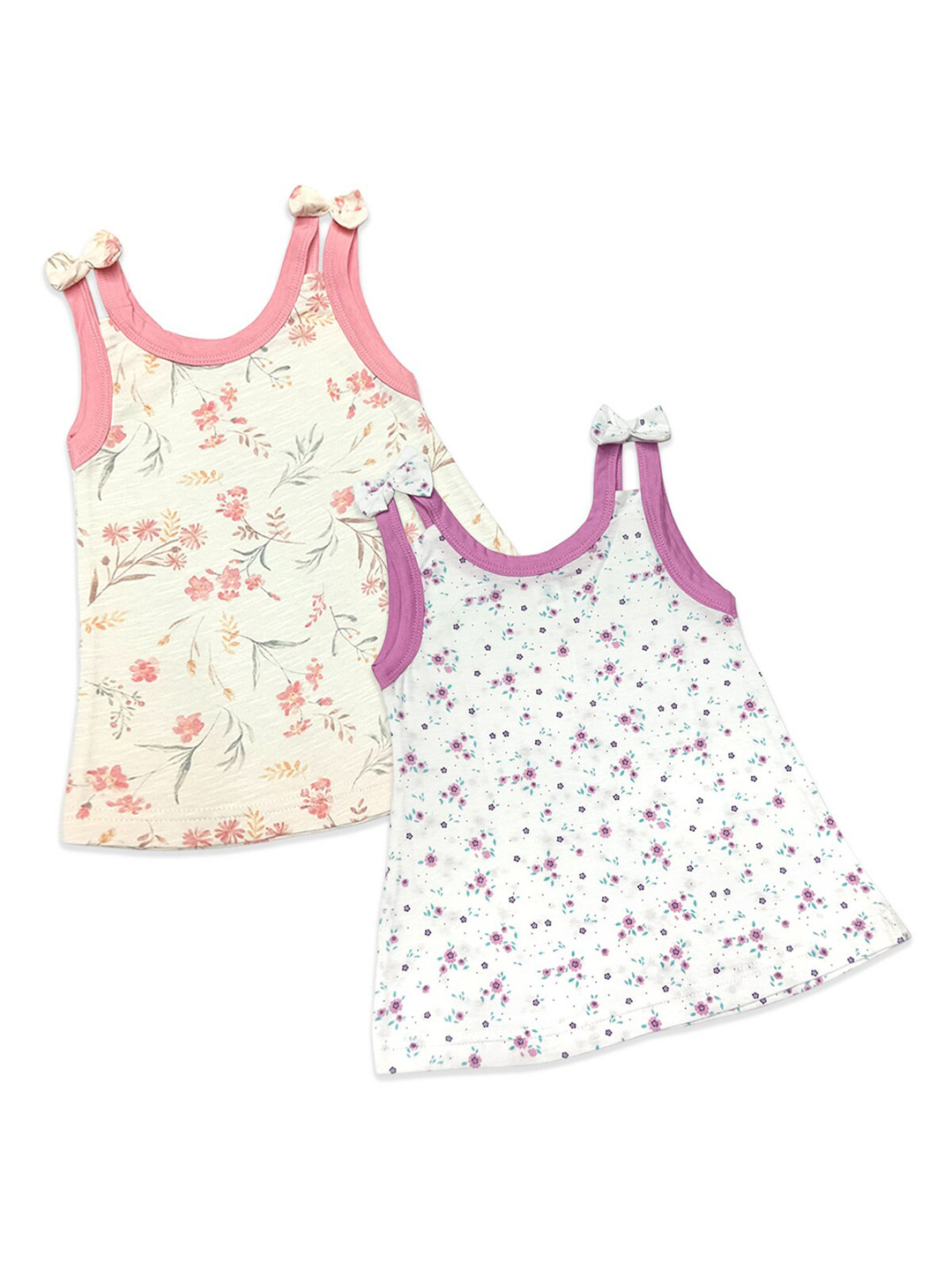 

Born Babies Pack Of 2 Girls Pink & Purple Floral A-Line Dress