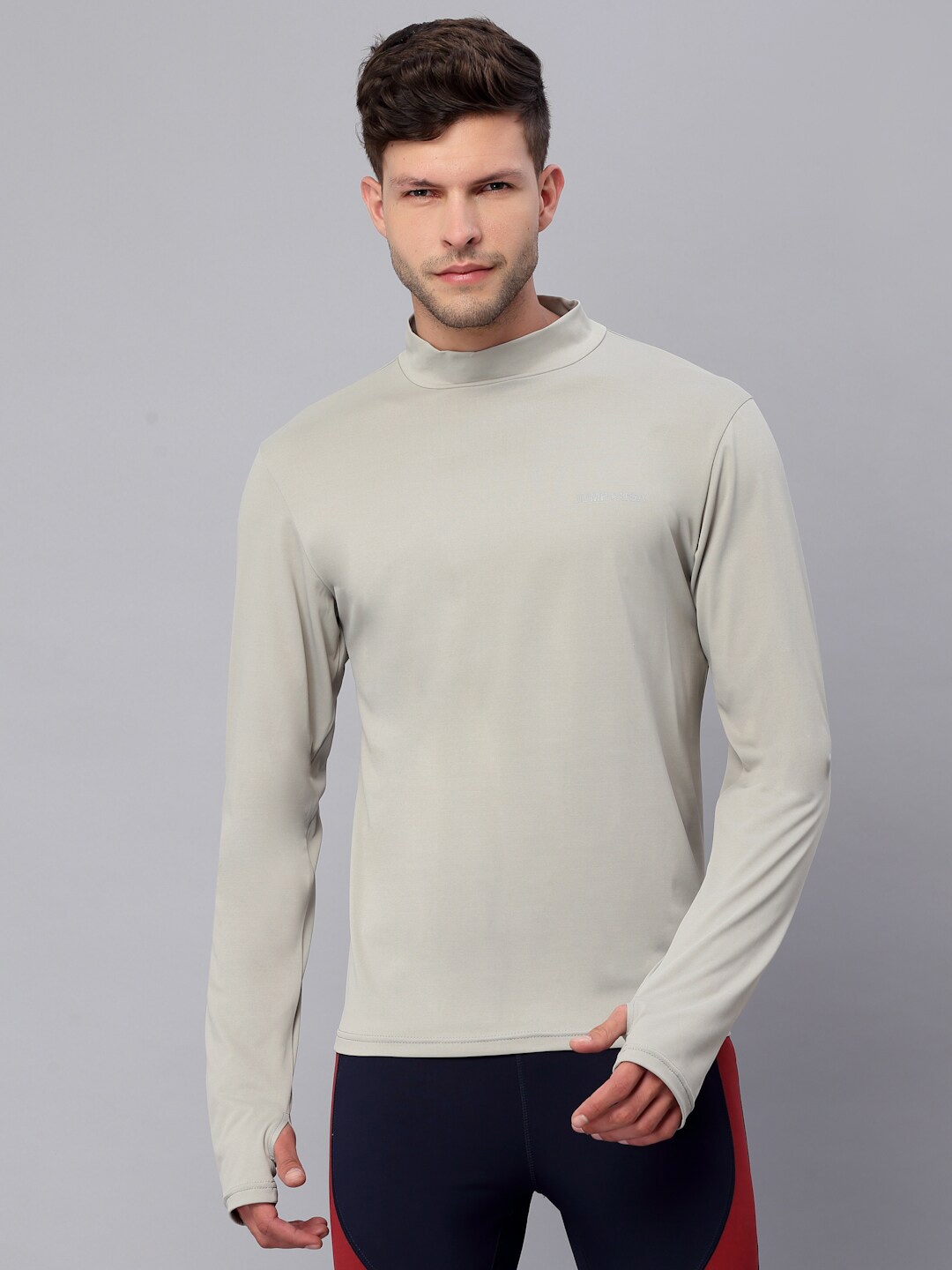 

JUMP USA Men Grey Rapid-Dry Solid T-shirt