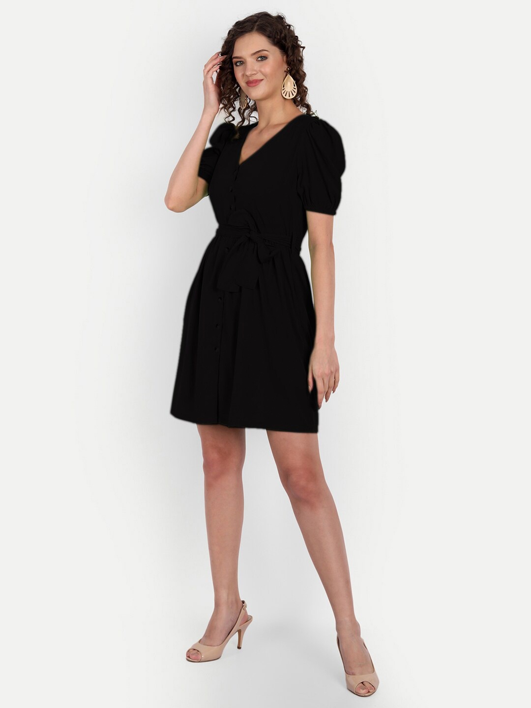 

MINGLAY Black Organic Cotton Crepe Dress