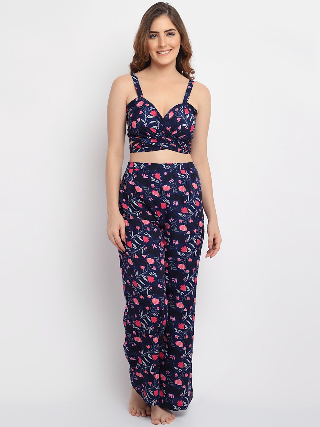 

EROTISSCH Women Blue & Pink Printed Swimwear Cover Up Set