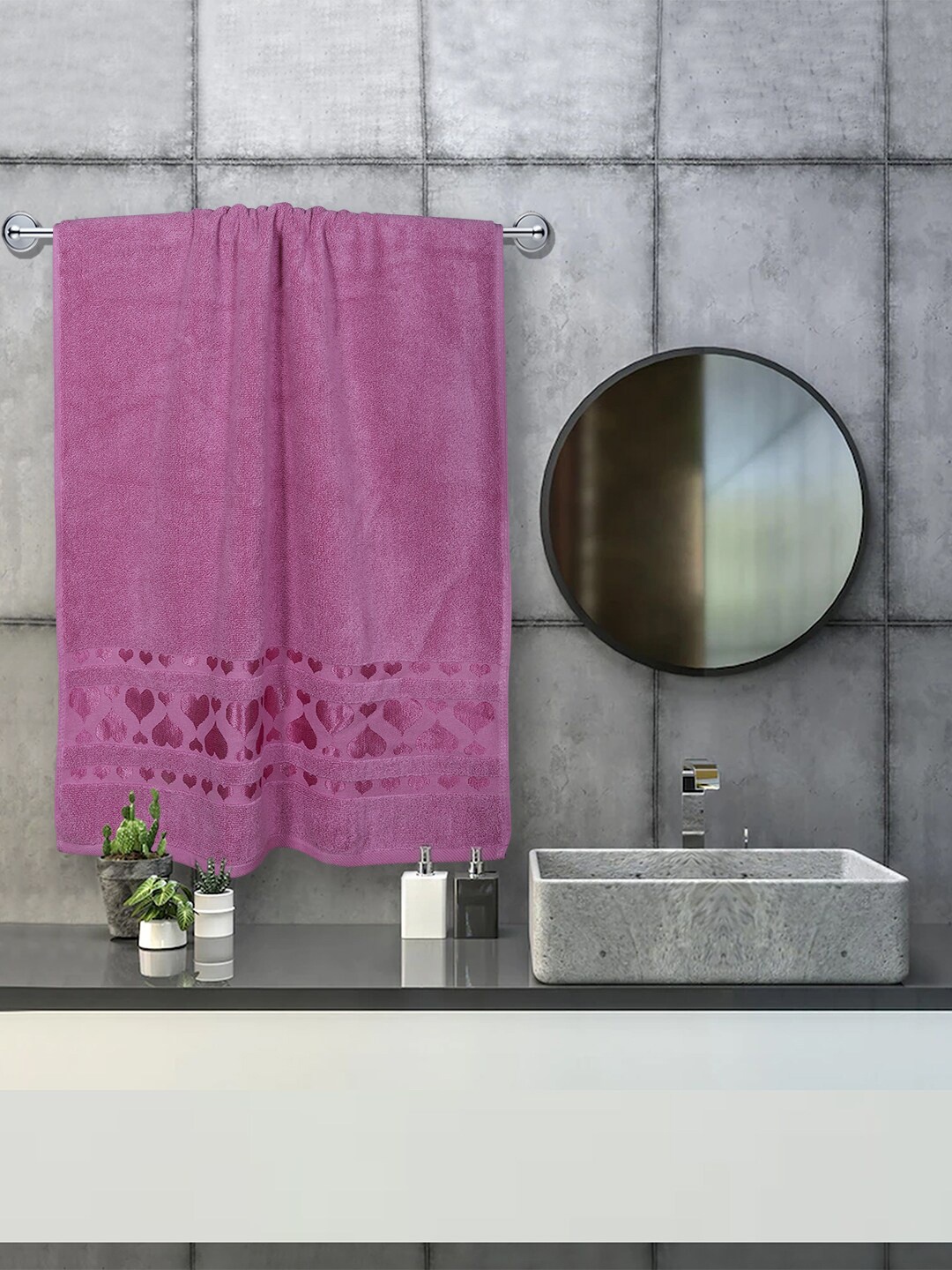 

RANGOLI Purple Solid Pure Cotton 550 GSM Bath Towel