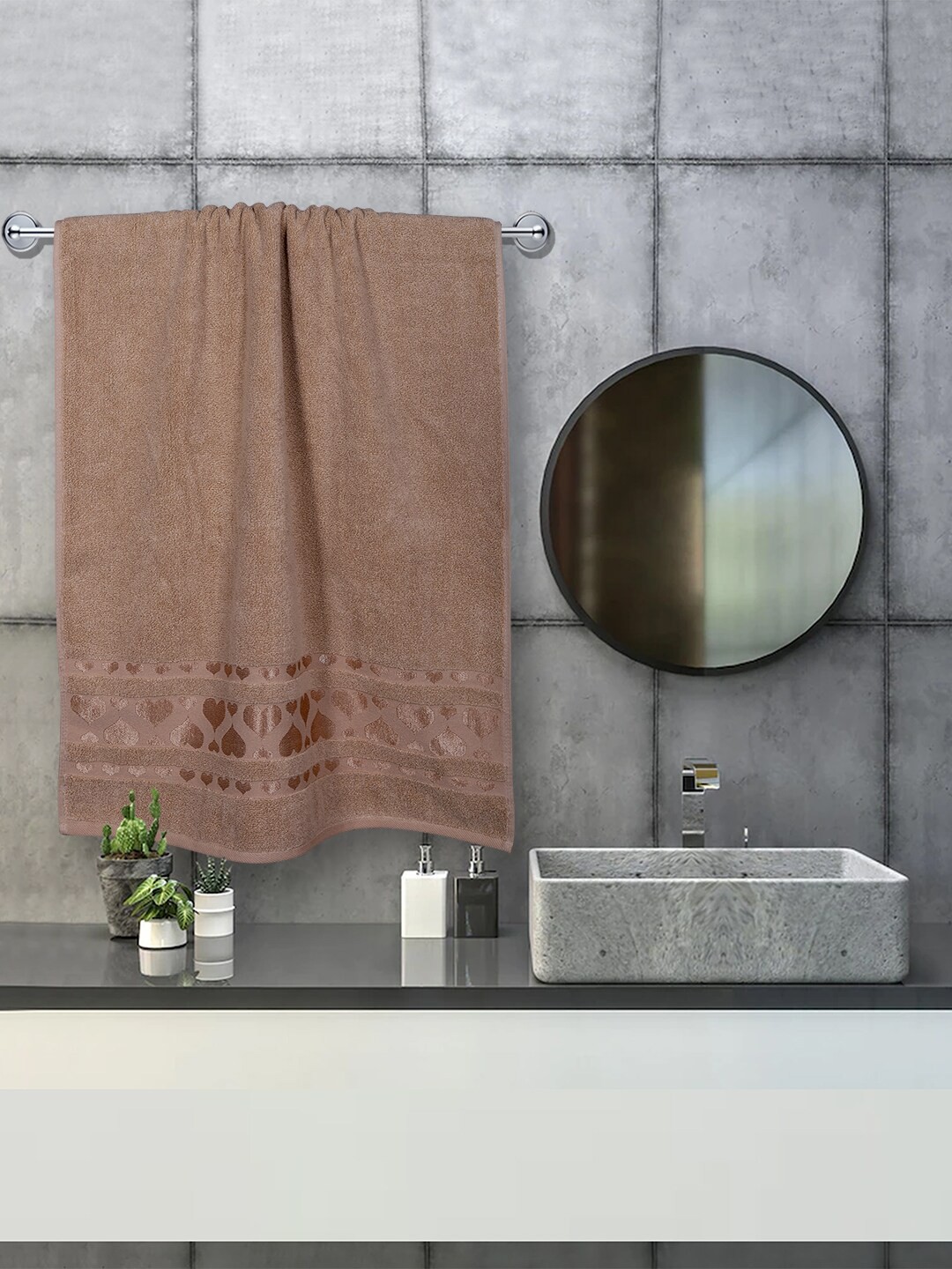 

RANGOLI Brown Solid Pure Cotton Bath Towel