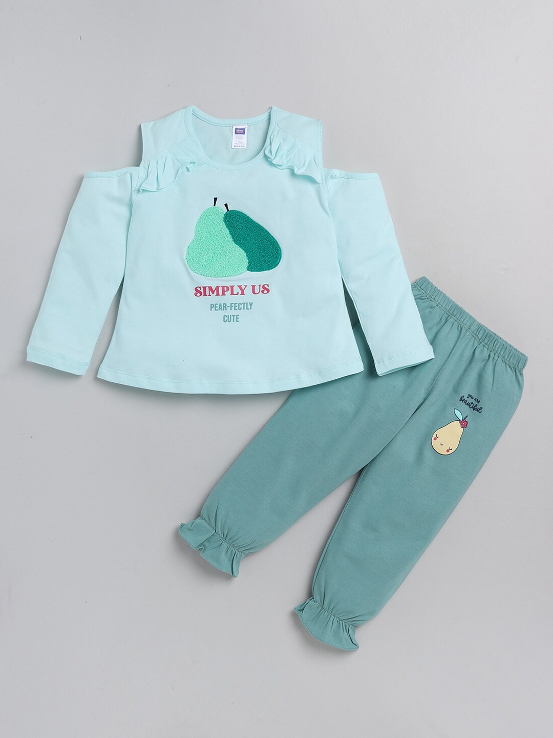 

Nottie Planet Girls Sea Green Printed Top with Pyjamas