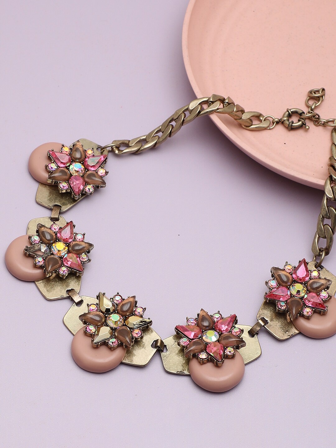

SOHI Women Gold-Toned & Pink Gold-Plated Necklace