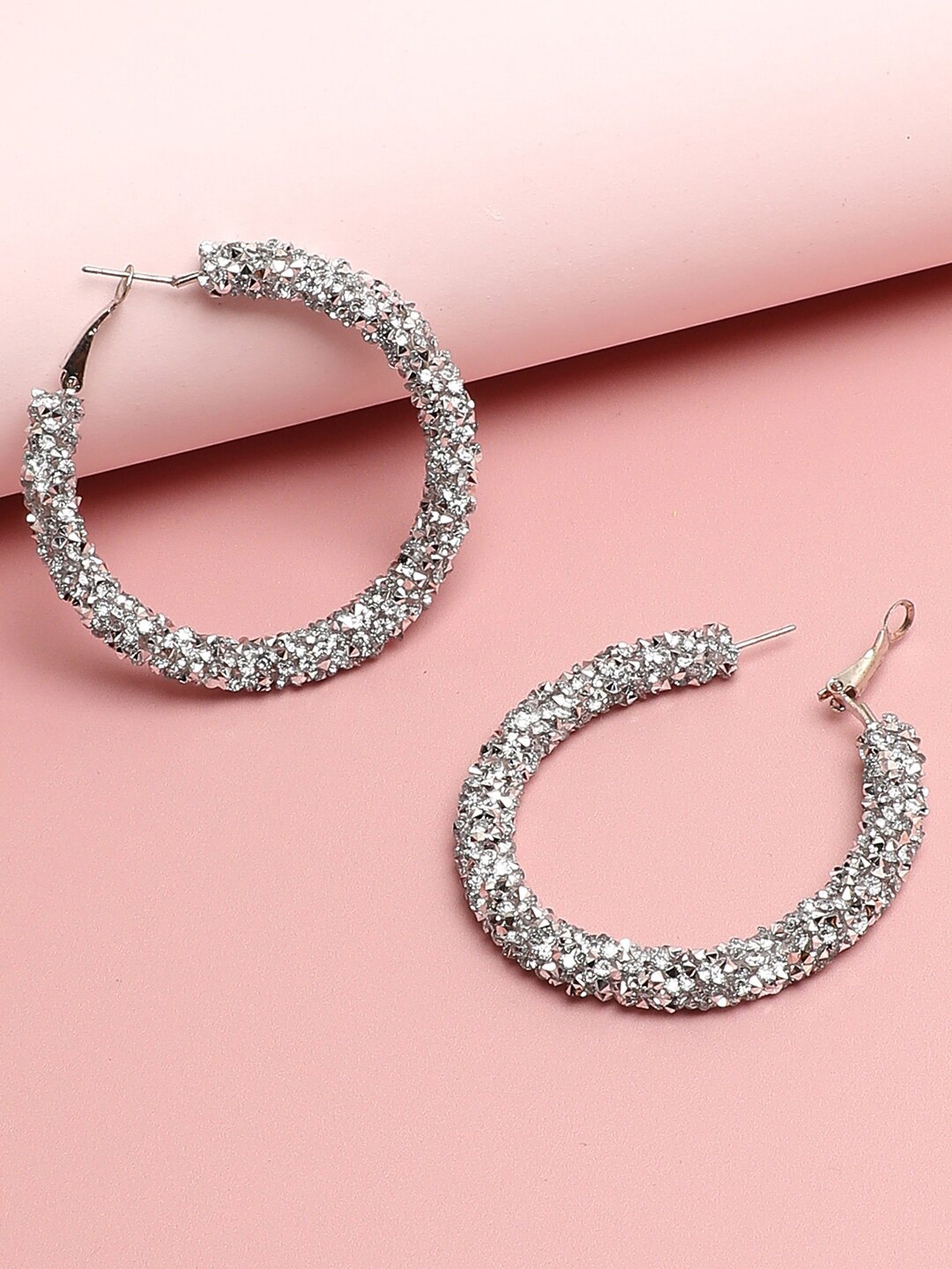 

SOHI Silver-Toned Contemporary Drop Earrings