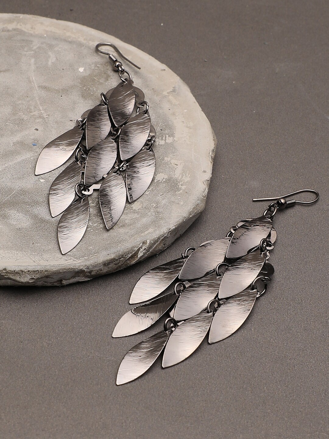 

SOHI Silver-Toned Contemporary Drop Earrings