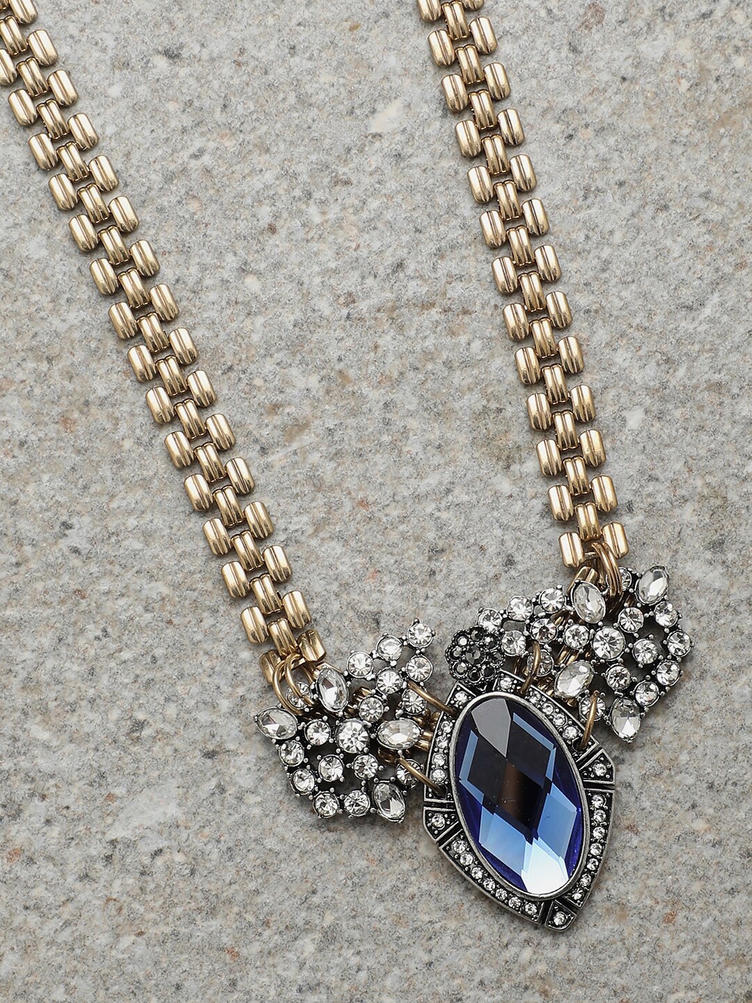 

SOHI Gold-Toned & Blue Gold-Plated Antique Necklace