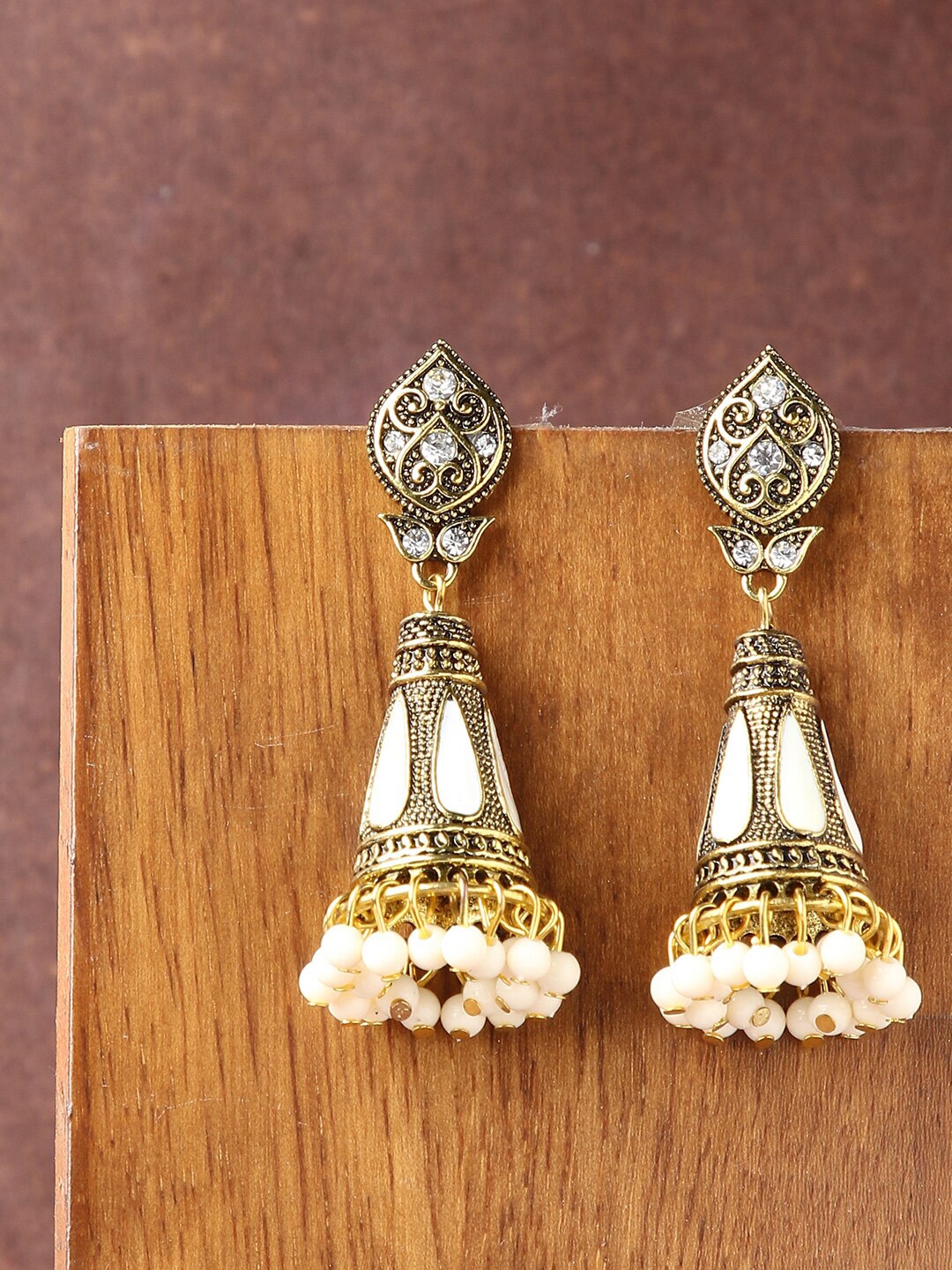 

SOHI Bronze-Toned Contemporary Jhumkas Earrings