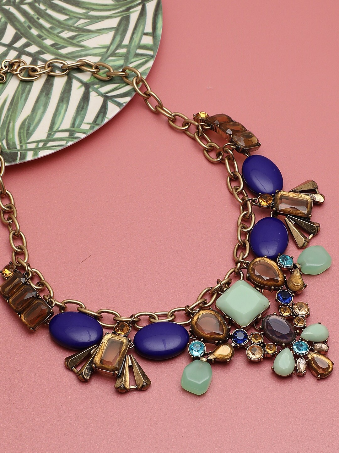 

SOHI Gold-Toned & Blue Gold-Plated Necklace