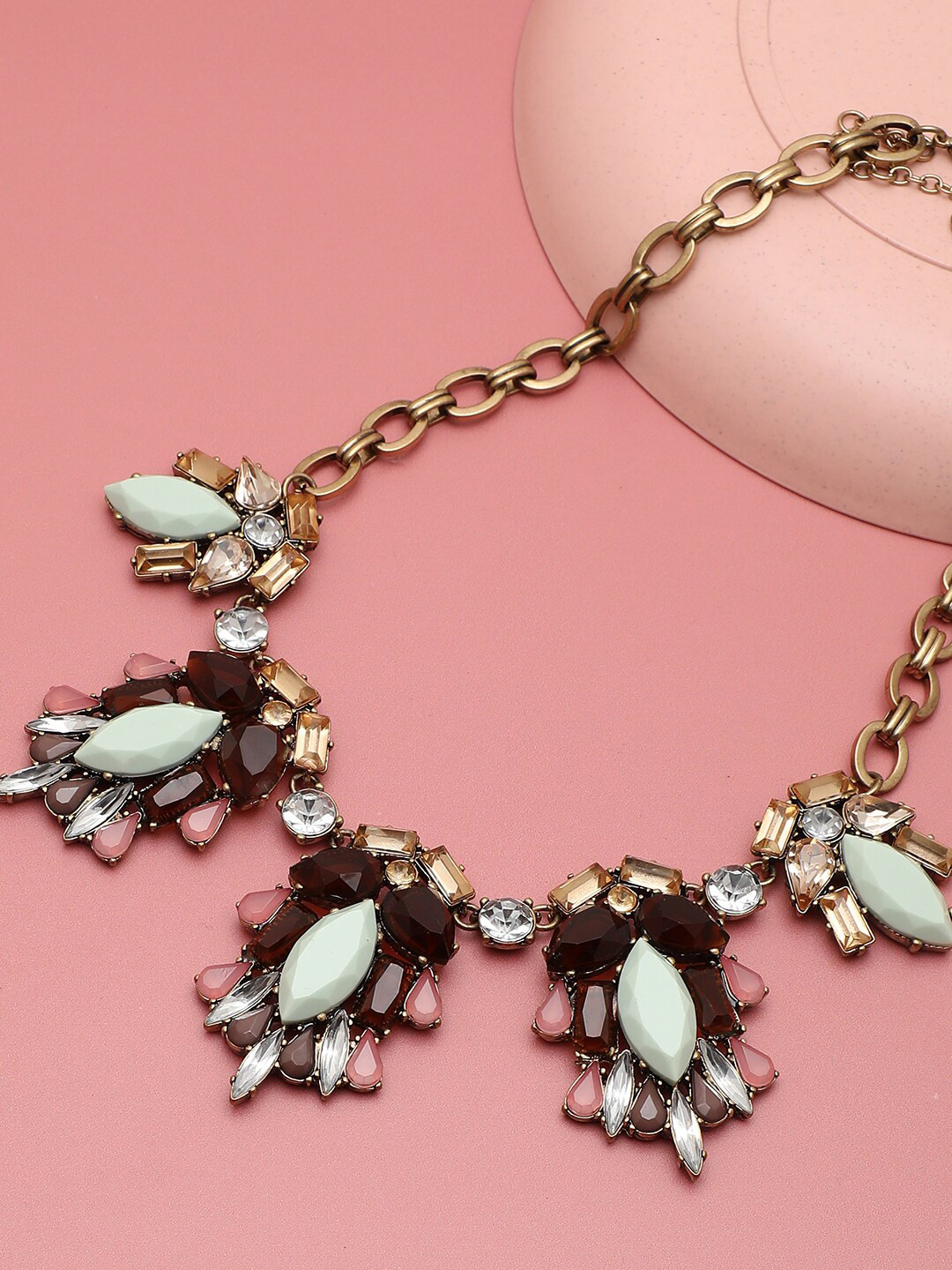 

SOHI Gold-Plated & Green Artificial Stones Necklace