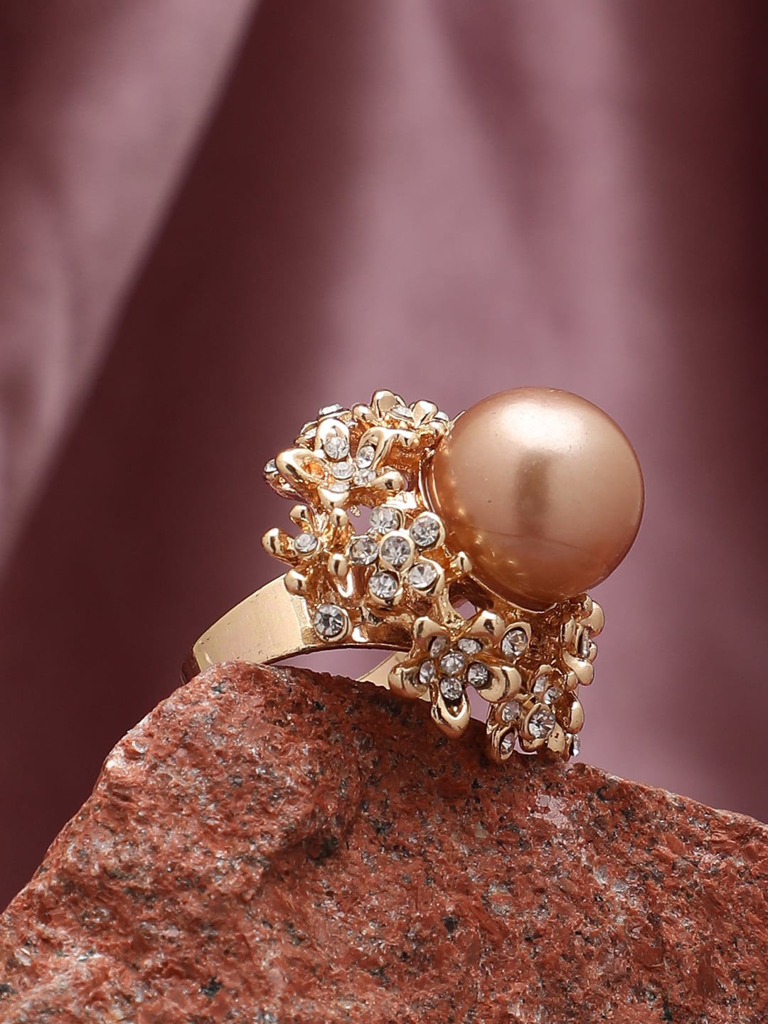 

SOHI Women Gold-Plated Pearl Studded Ring