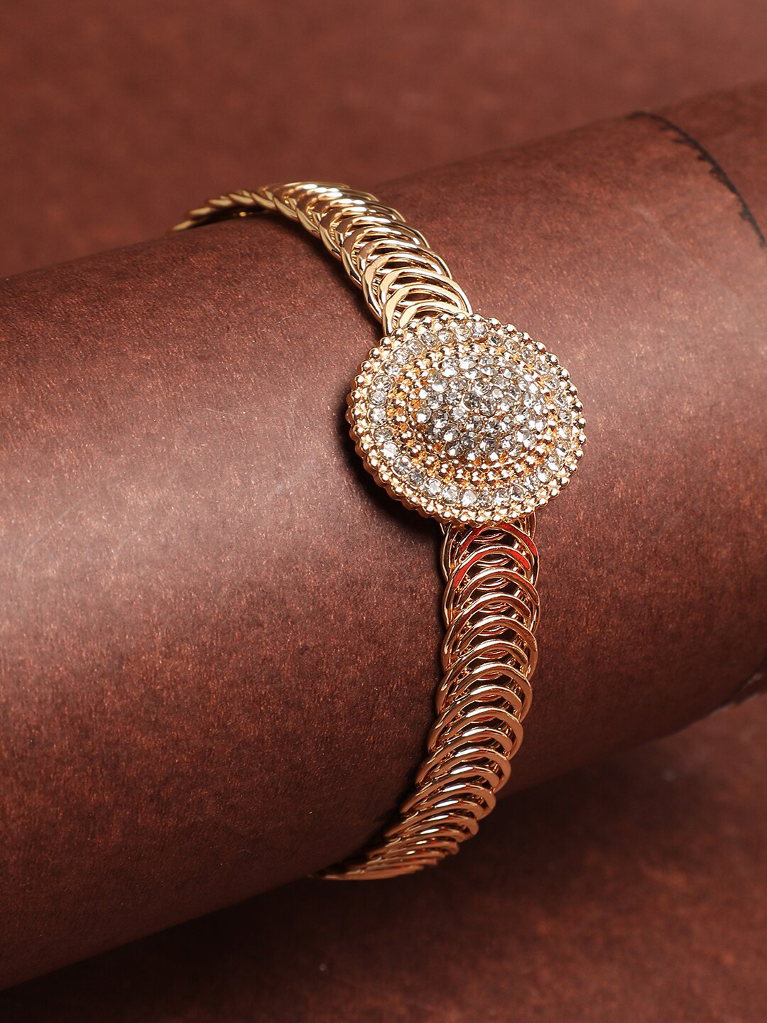 

SOHI Women Gold-Toned & White Gold-Plated Bangle-Style Bracelet