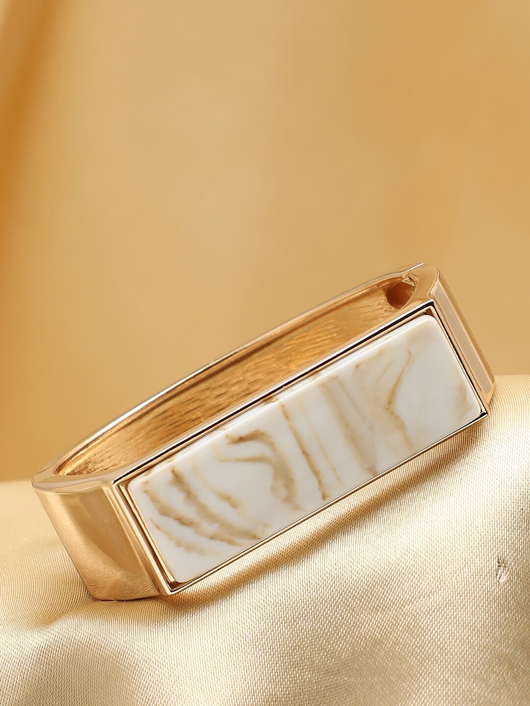 

SOHI Women Gold-Toned & White Gold-Plated Cuff Bracelet