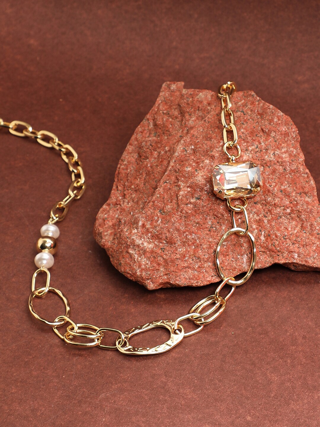 

SOHI Gold-Toned & White Gold-Plated Pearls Necklace